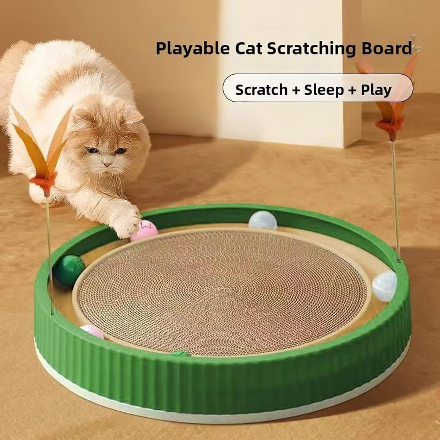 Cojín Rascador para Gatos, Tablero Ovalado de Sisal 50 cm para Gatos,