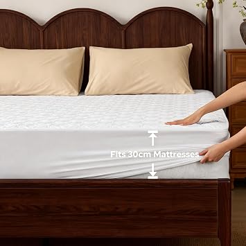 BEDLORE Waterproof Double Mattress Protector, Soft Brushed Microfiber Cover