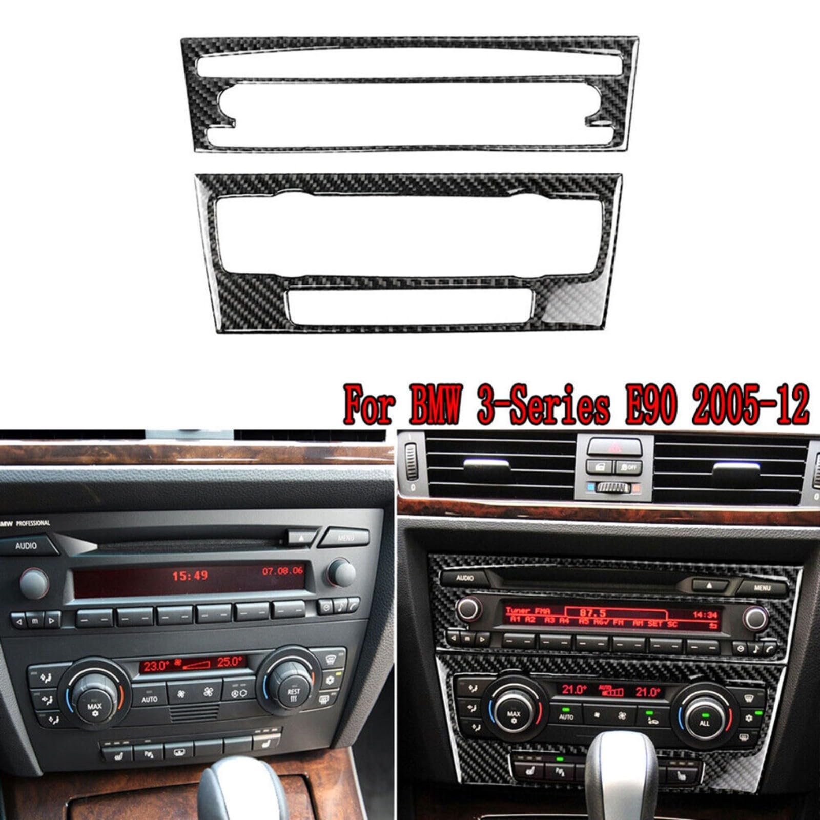 Pannello di controllo CA in fibra di carbonio per BMW Serie 3 E90 E92 E93 2005-2012 Nero Interno