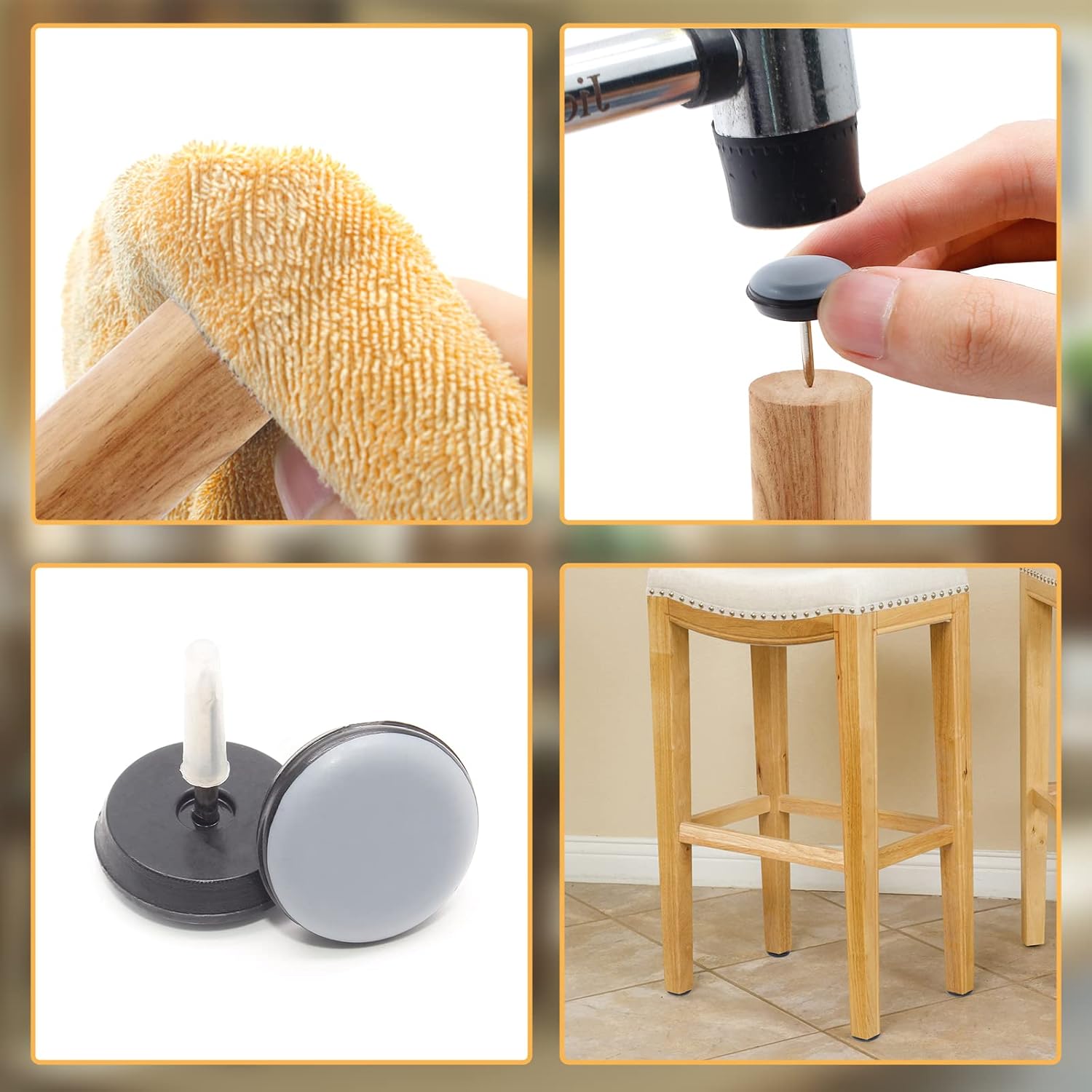 24Pcs 1 Inch Nail On Furniture Sliders, Round PTFE Chair Glides Floor Protectors Furniture Moving Pads for Hardwood Floors, Carpet