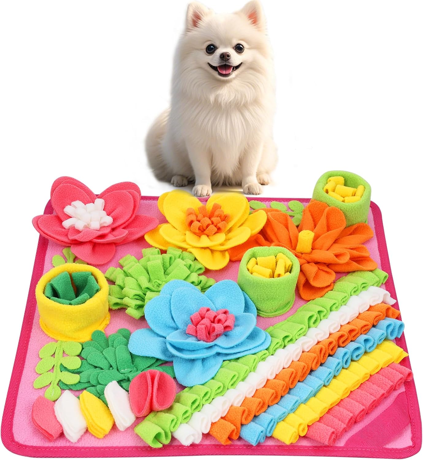 Ankilo Snuffle Mat for Dogs Cats Rabbits - 15.4x15.4 Inch Felt Wool Slow Feeder, Anti-Slip Foraging Mat Relieves Anxiety for Small Pets