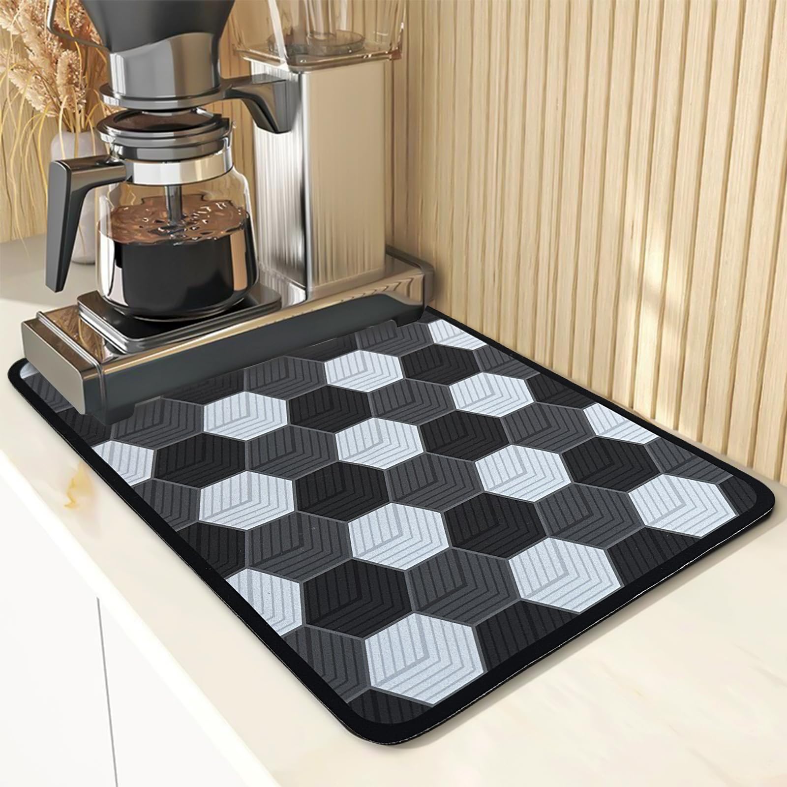 2pcs Drying Mat for Kitchen Counter, 50 x 30 cm Self Drying Mat Kitchen for Kitchen Counter, Coffee Machine, Dish Rack. Rhombus