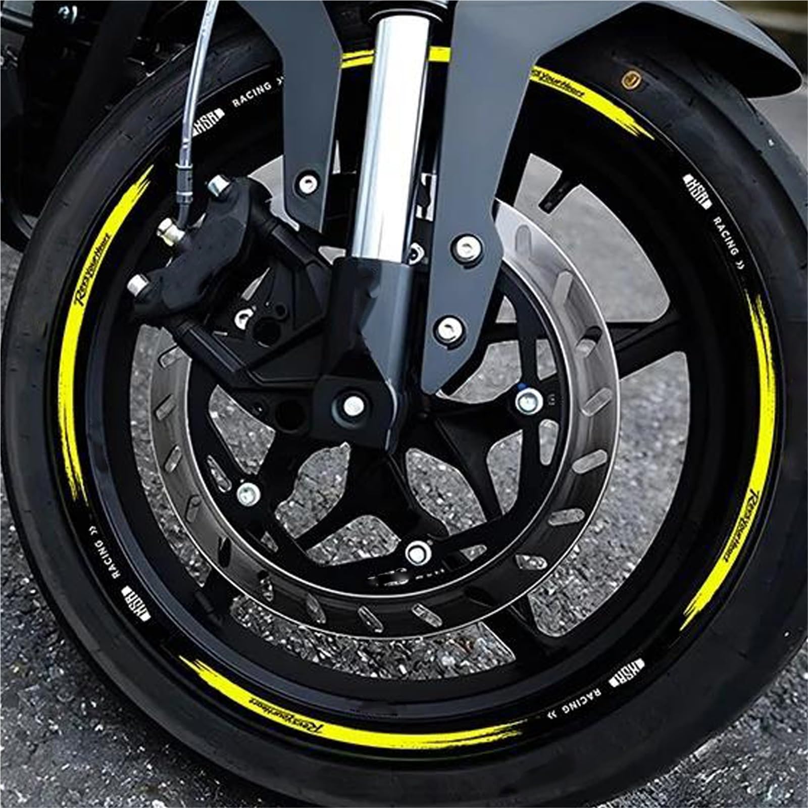 Sticker Part Motorcycle Reflective Wheel Hub Stickers Accessories Decals for Y-AMAHA XSR 125 155 700 900 Tyre Rim Stripe Tape(Yellow)