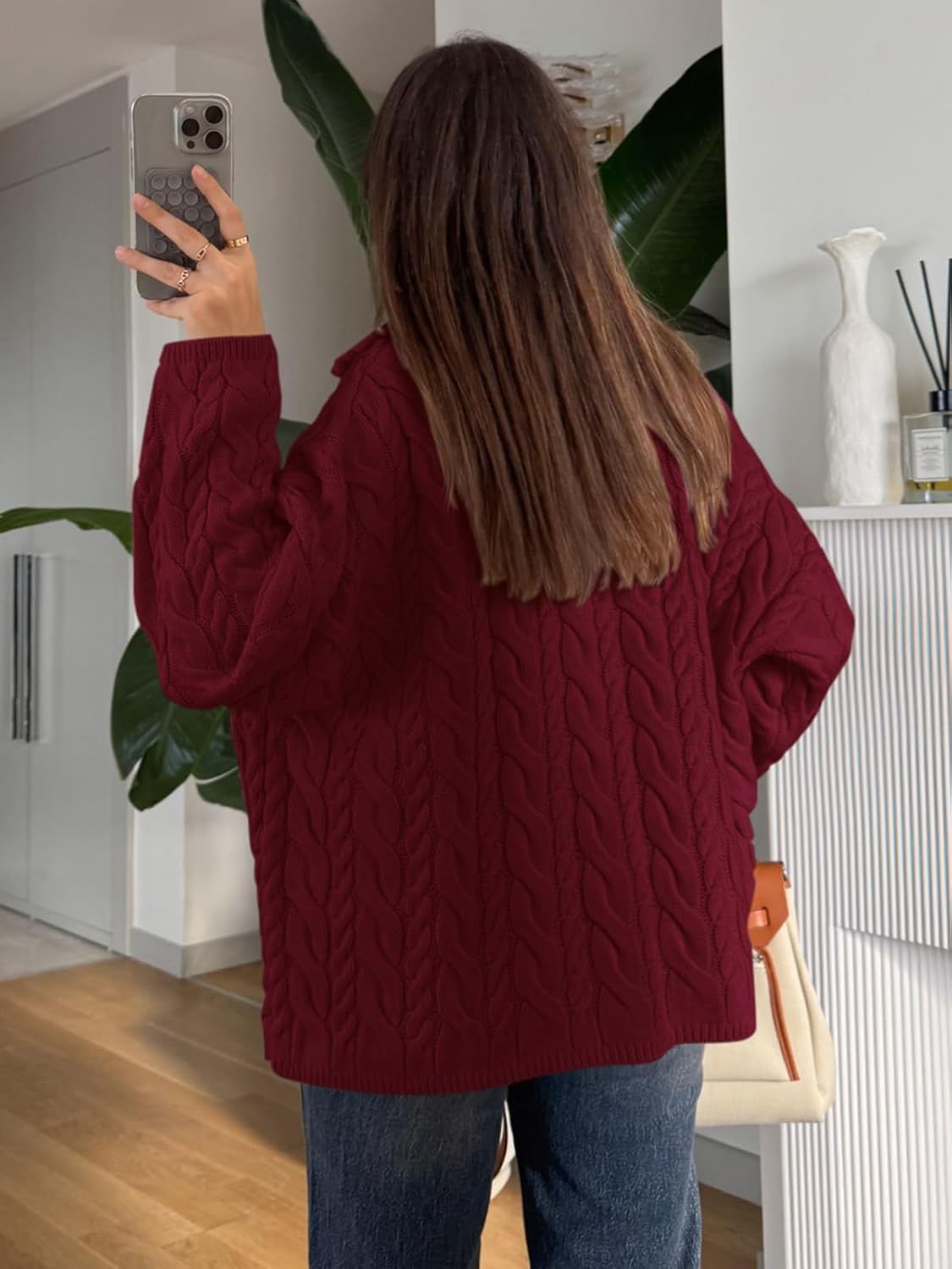 PRETTYGARDEN Womens Spring Sweaters 2026 Long Sleeve Quarter Zip Pullover Sweater Casual Loose V Neck Cable Knit Jumper Tops - Image 7