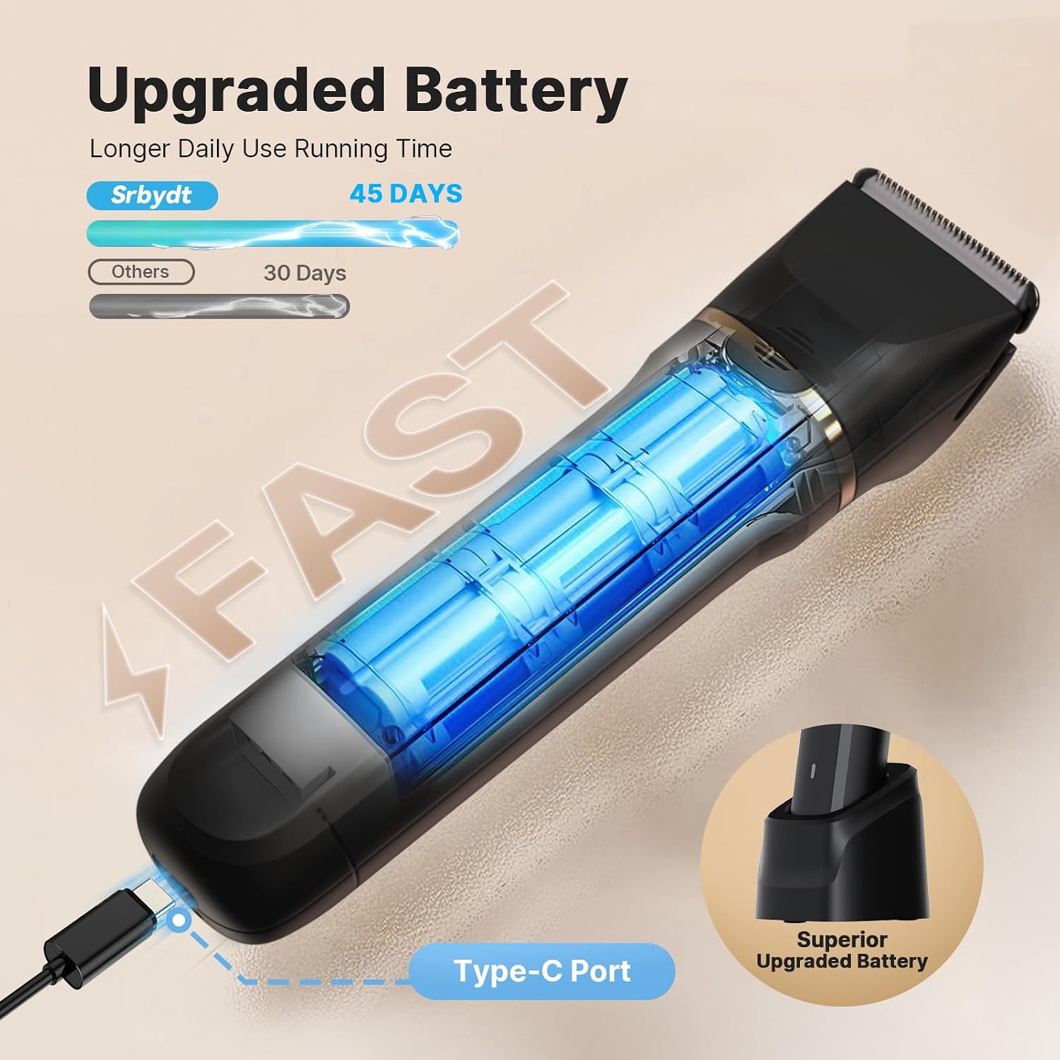 Bikini Trimmer for Women Painless, IPX7 Waterproof Rechargeable Electric Shaver Razors for Women, Pubic Hair Trimmer, Facial Hair Removal Cordless Ceramic Blade, Charge Dock, Gifts