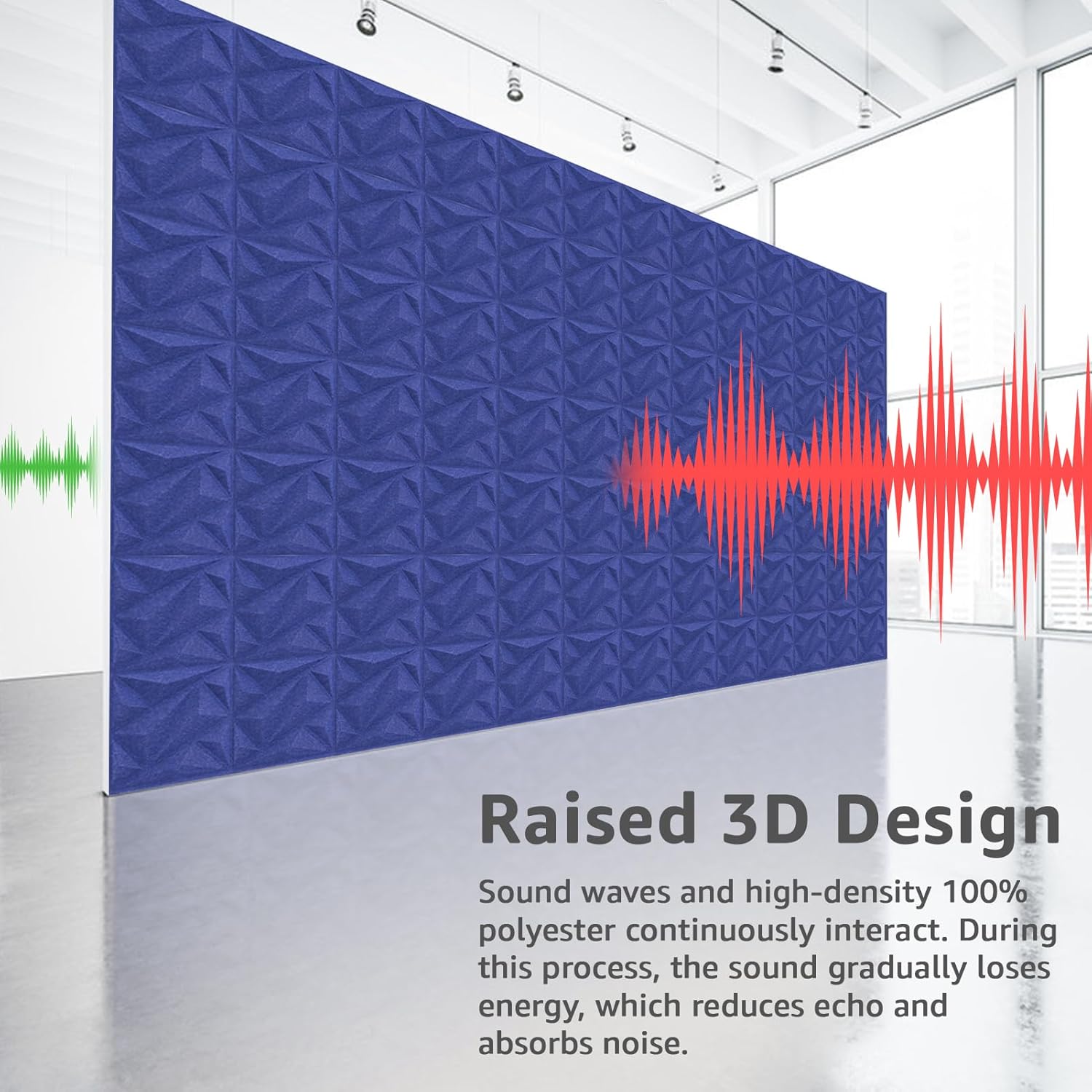 Art3dwallpanels Acoustic Panels 20 Pack Soundproof Wall Panels Sound Dampening Panels, 3D Wall Panels Sound Absorbing Panels, 12" X 12", Blue