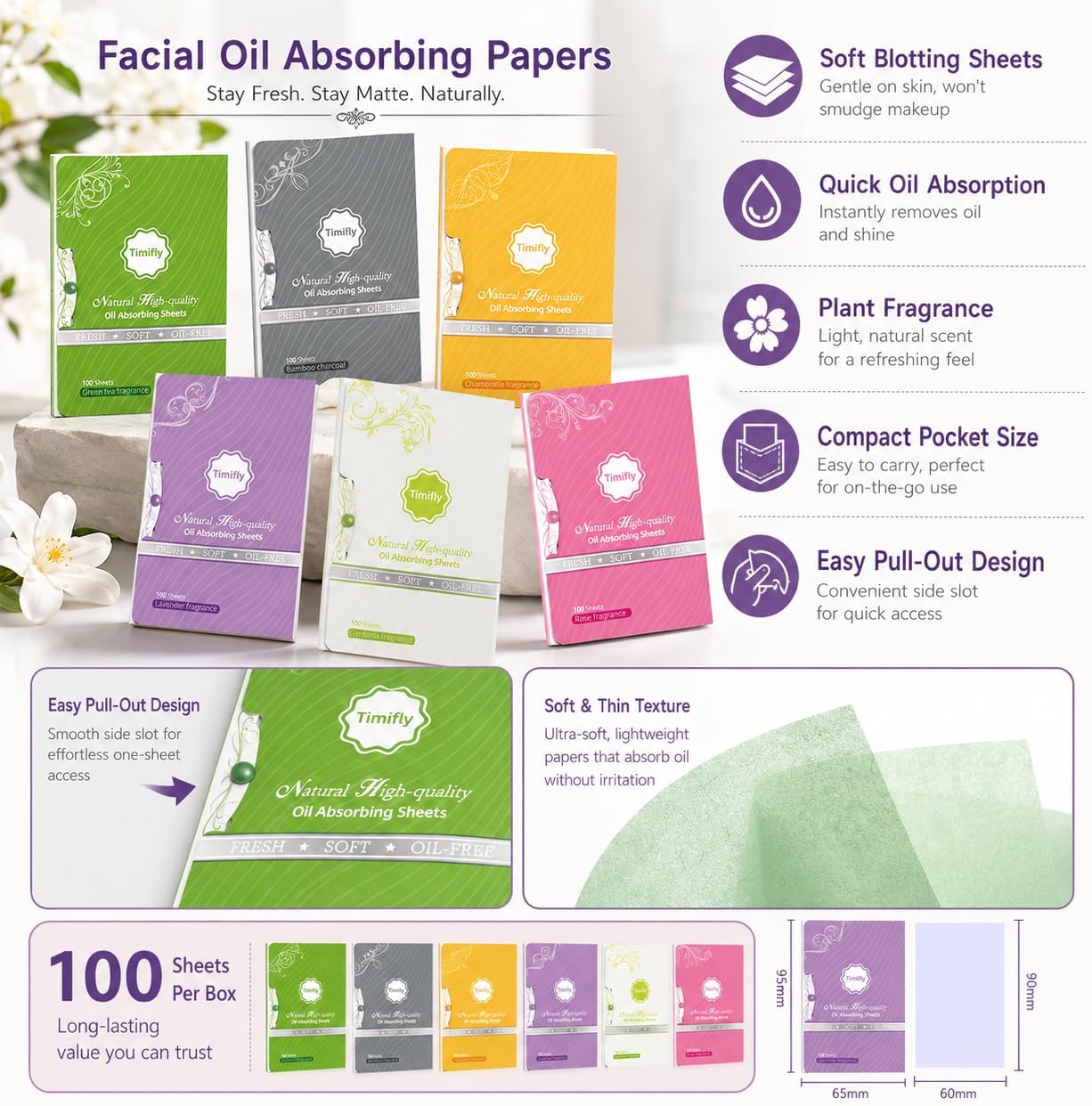 600 Count Oil Blotting Sheets for Face, Facial Oil Absorbing Sheets, Portable Oil Control Paper for Oily Skin, Makeup-Friendly Face Blotting Paper image 4