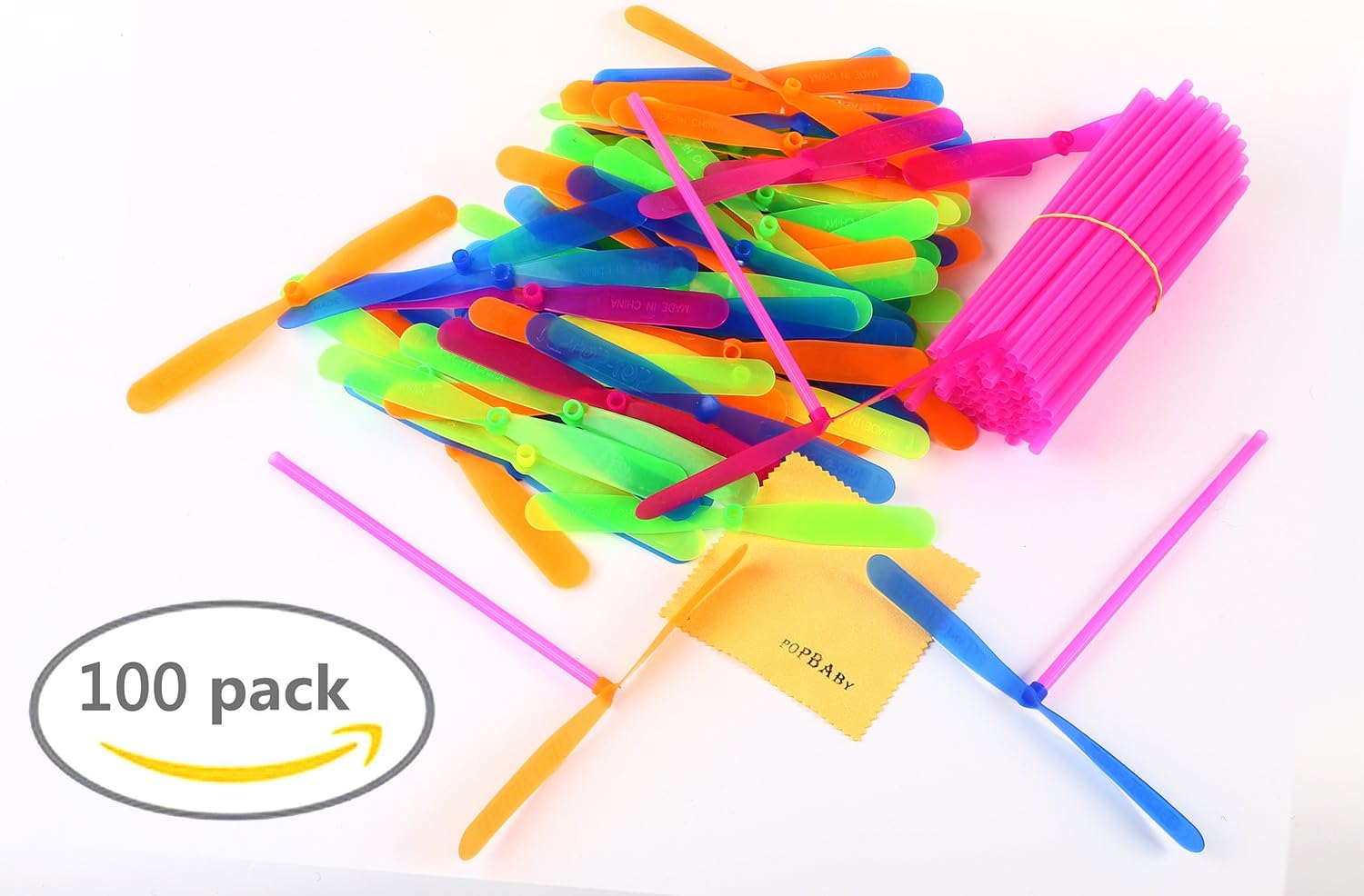 POPLAY Plastic Dragonfly Plastic Bamboo-Copter Bamboo Dragonfly Toy,100 PCS