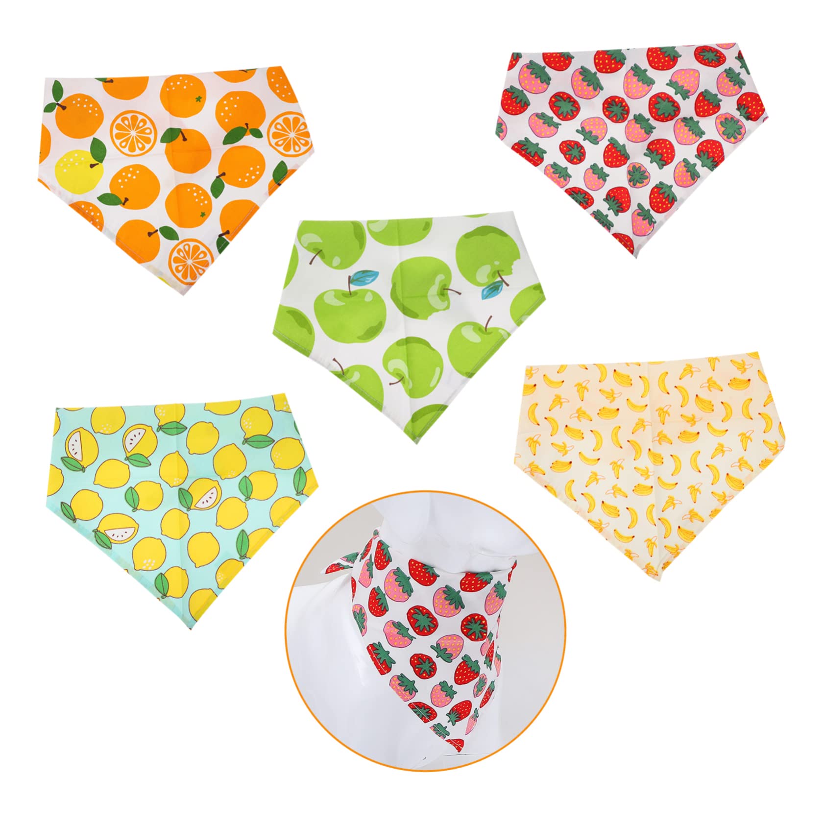 Kisangel 15pièces Bandanas pour Chiens avec Motif Fruits Écharpes Doux pour Animaux Accessoires De Mode pour Chiens Et De Modèles Colorés