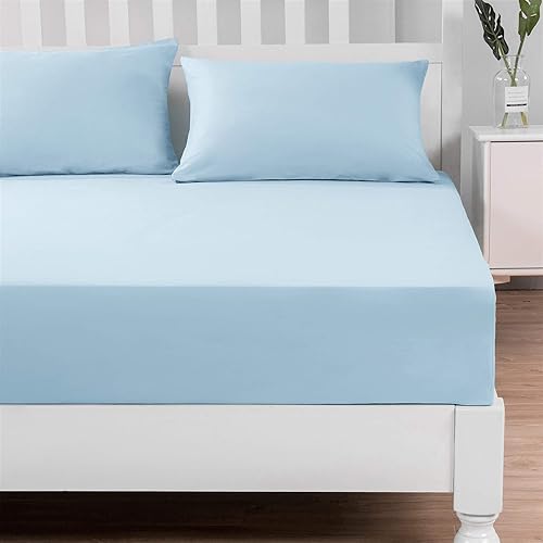 Miniatura 5 de DaDalogy Bedding - Juego de cama de 11 piezas en una bolsa, colcha de retazos de algodón azul pastel con toque de menta, sábana bajera con fundas de