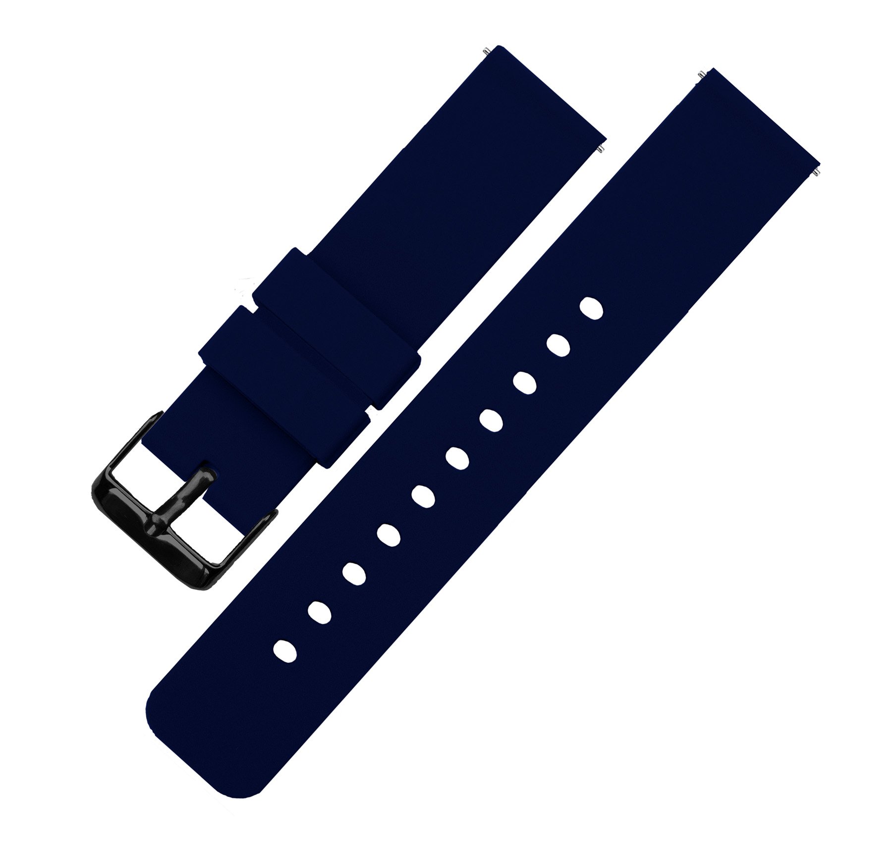 BARTON WATCH BANDS 20mm Navy Blue Soft Silicone Quick Release - Black Buckle