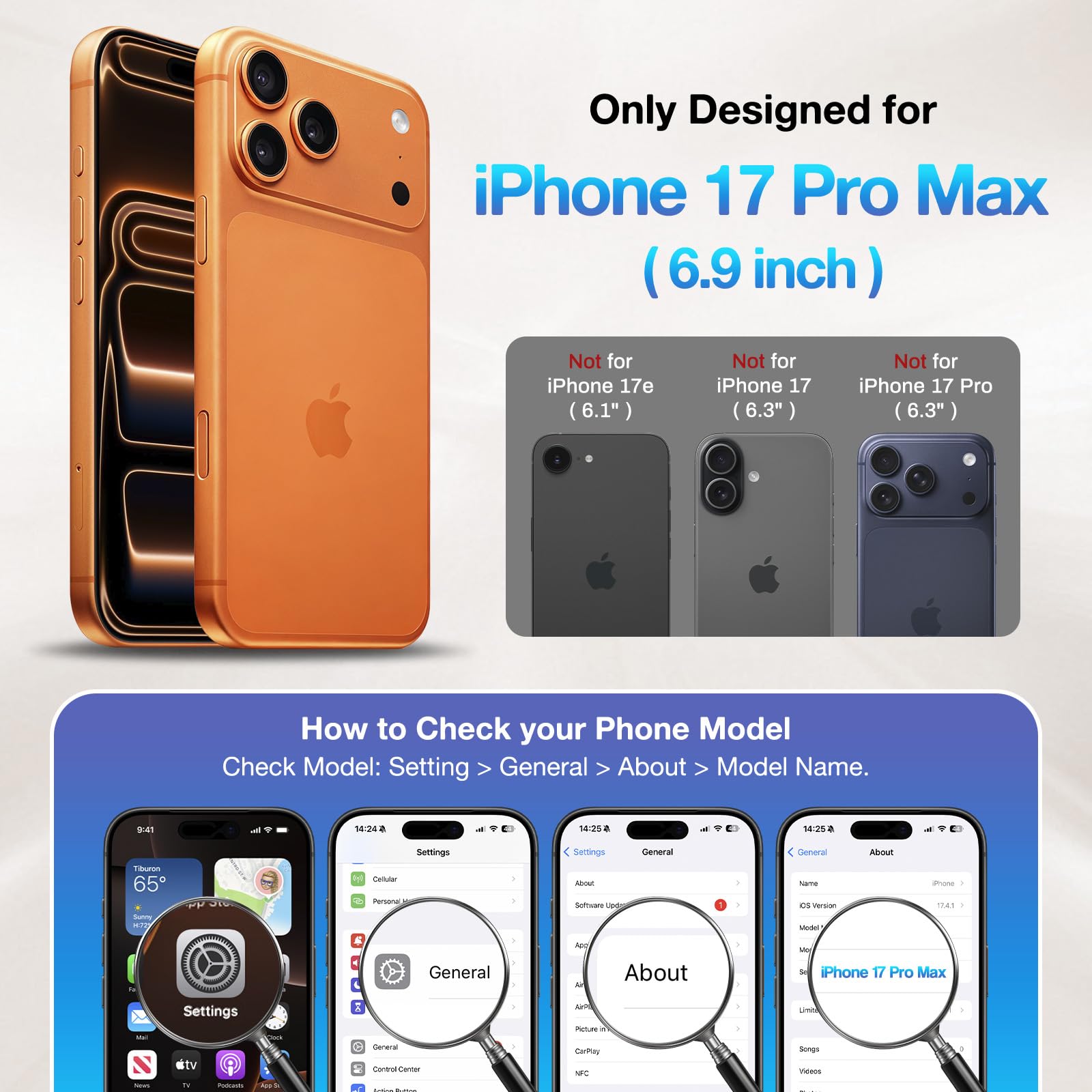 Custodia a portafoglio per iPhone 17 Pro Max 6,9 pollici [cavalletto invisibile integrato] [ricarica wireless] [3 slot per schede e blocco RFID] [pelle PU] custodia protettiva donna uomo per