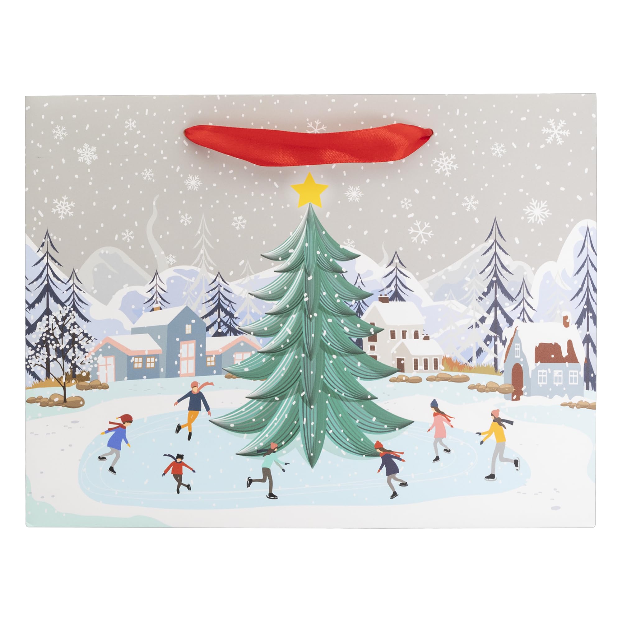 Idena Gift Bags, Pack of 10, Size 26 x 20 x 11 cm, Winter in Red and White with Snow and Christmas Tree, multicoloured - Image 3