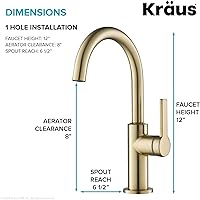 Vista 4 de Kraus KPF-2822SFACB Oletto - Grifo de barra de cocina de un solo mango, 12 pulgadas, bronce champán antiguo