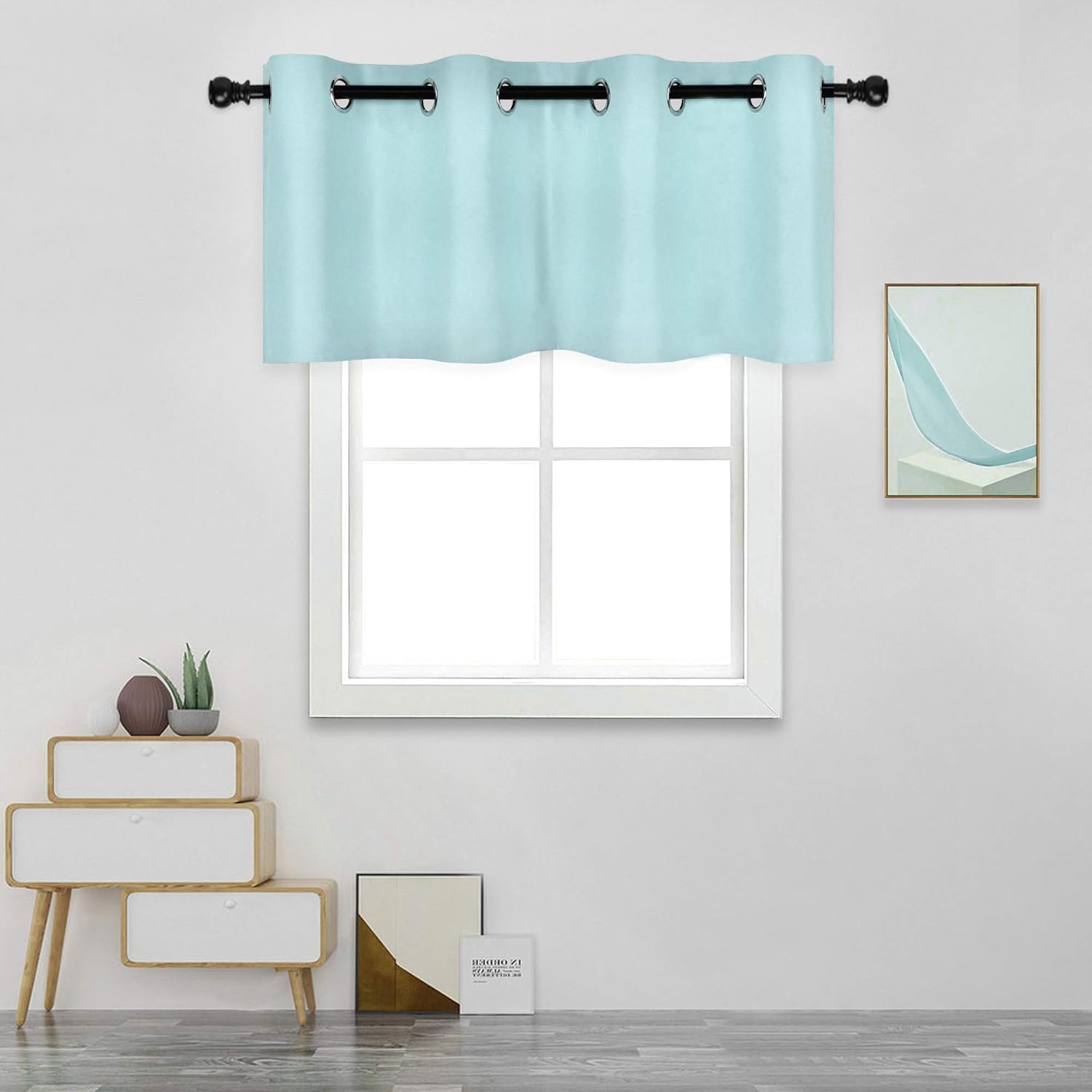 DECOVSUN Aqua Valances for Kitchen Windows Room Darkening