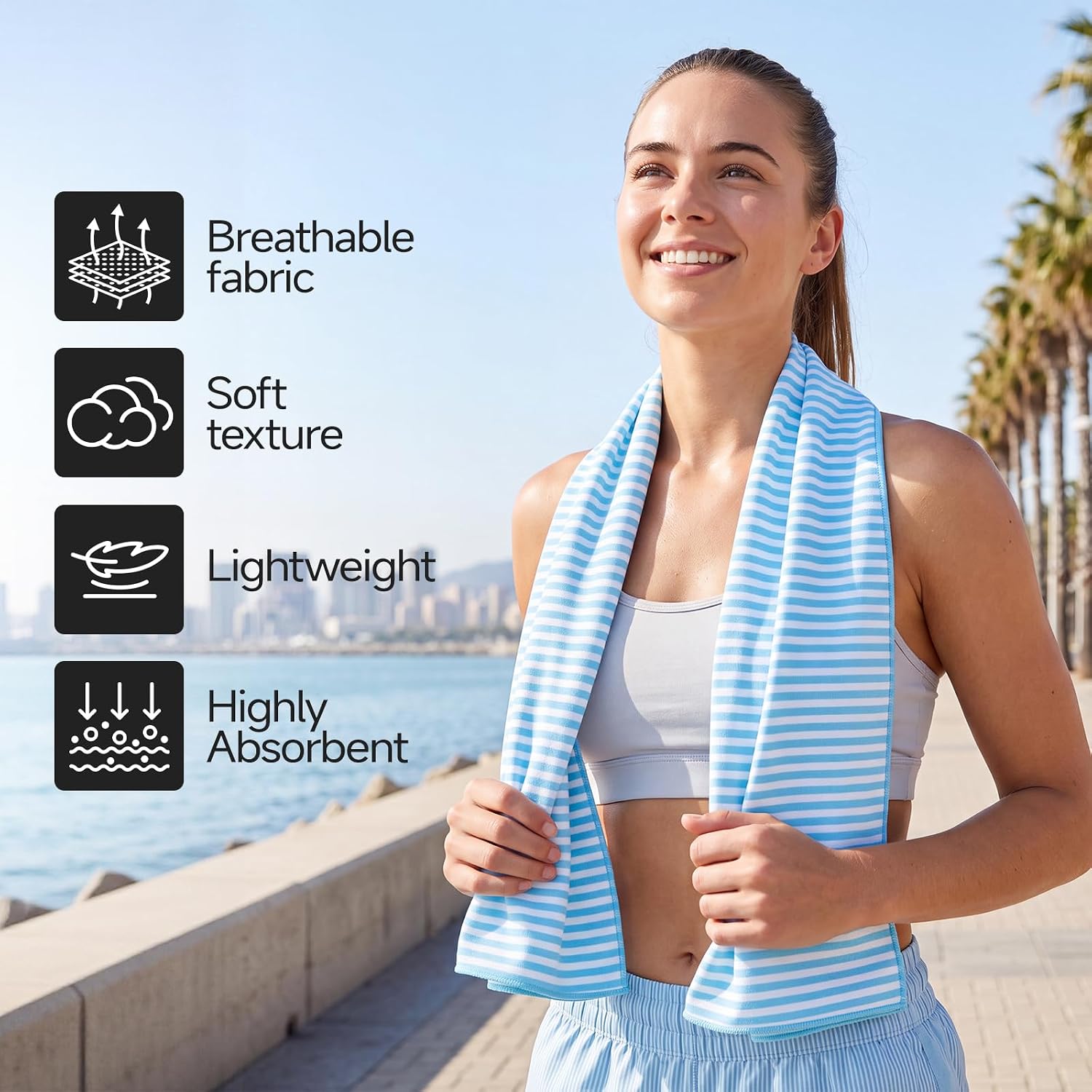 RDEKISS 4 Pack Cooling Towels for Hot Weather (40"x12"), Ice Cool Neck Towel, Soft Breathable Microfiber for Gym, Sport, Running, Yoga, Workout - Blue image 2