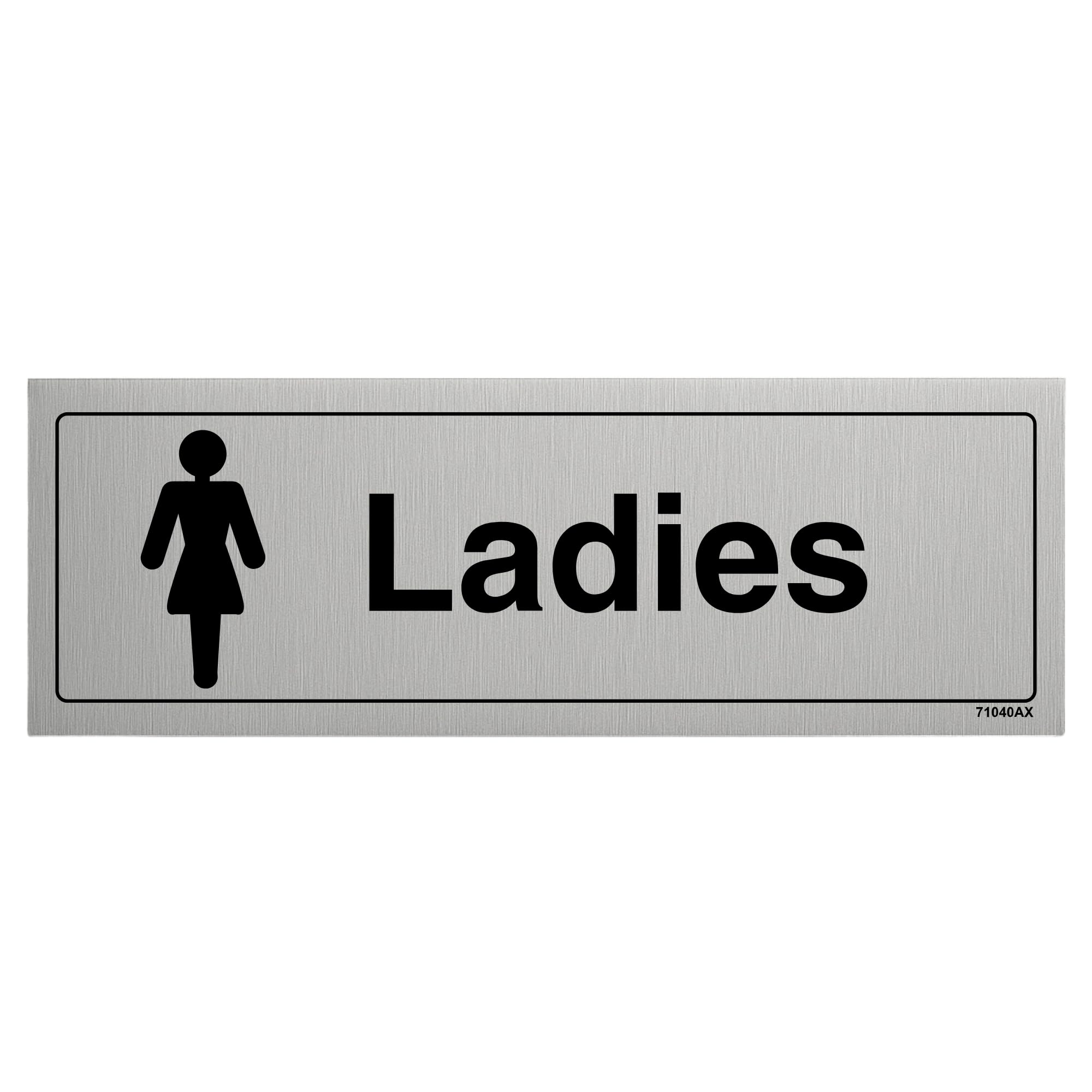 Vsafety Women's Silver, Black V Safety General Door- Toilet Sign - 300Mm X 100Mm - 3Mm Brushed Alu Comp