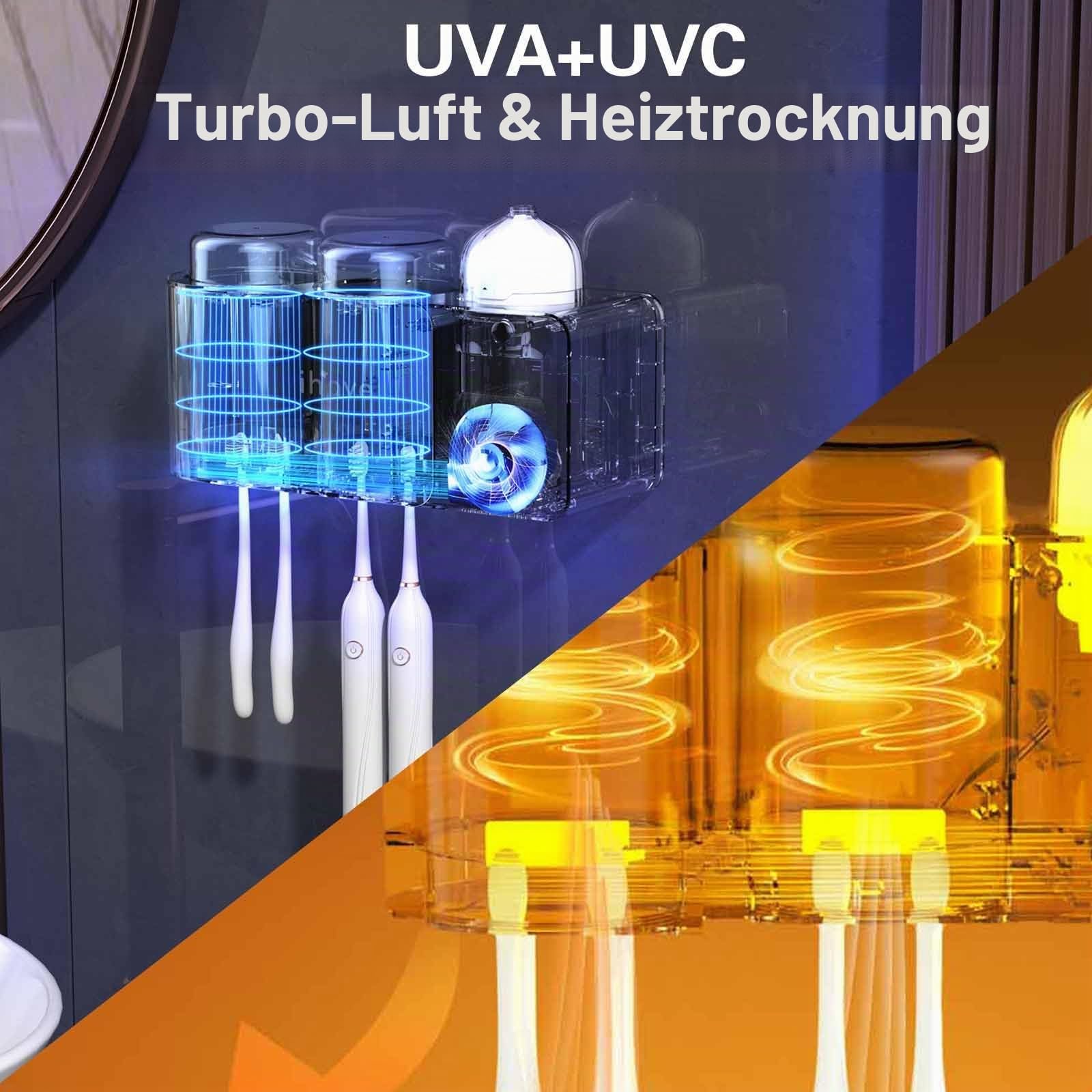 iHave UV Zahnbürstenhalter mit Aroma Diffuser, Sterilisator, 2 Becher