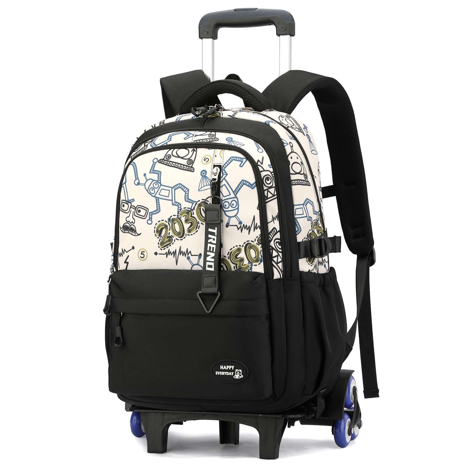 Amythe Cartable à Roulettes Ado Garçon 10-24 Ans – Sac à Dos Trolley 6 Roues pour Collège Lycée – Grand Sac de Voyage pour Ordinateur 15.6 Pouces – Rentrée Scolaire, Noël