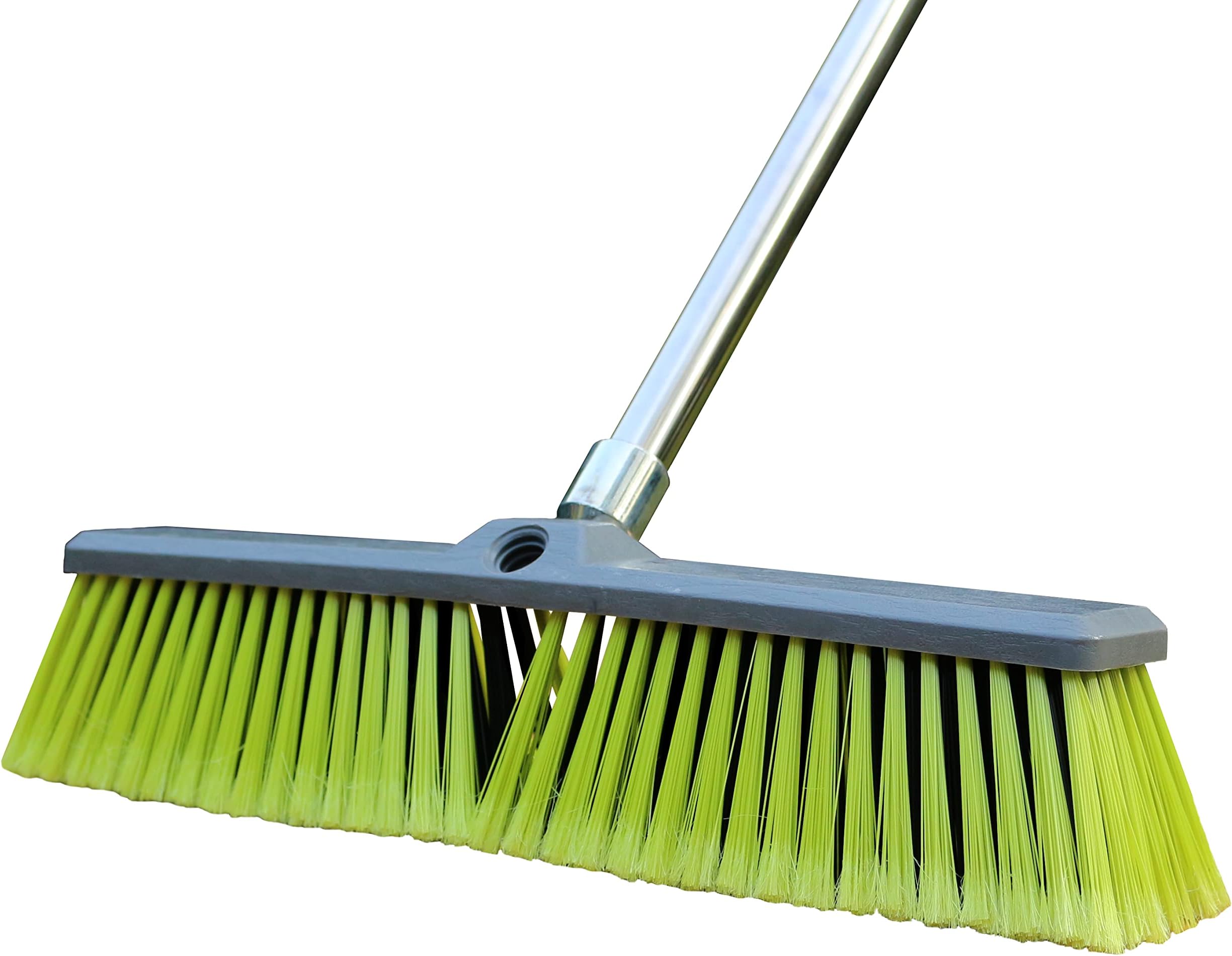 PHYEX18" Push Broom with Adjustable Long Handle, Multi-Surface Floor Scrub Brush for Cleaning Deck, Patio, Garage, Driveway