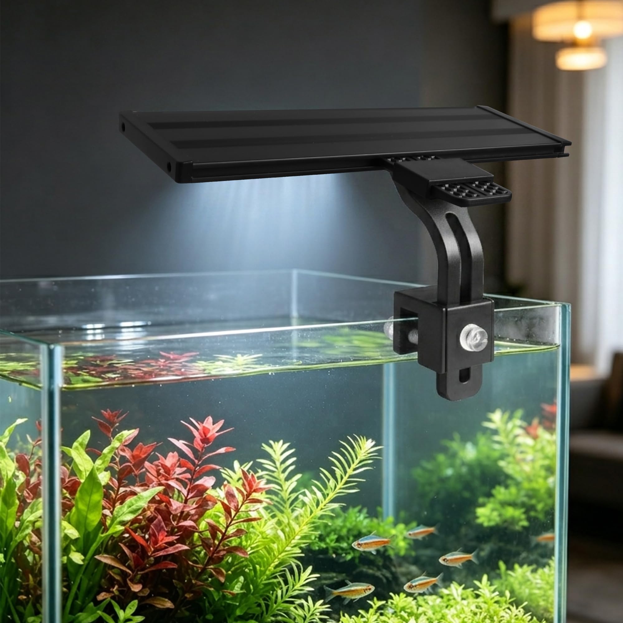 Clip On Iluminación LED de espectro completo para acuario, lámpara de acuario modo 24/7 con 3 modos ajustables con temporizador, 10 niveles de brillo ajustables, iluminación de 18 W para