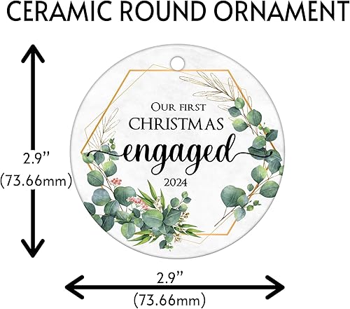 Miniatura 8 de Adorno de compromiso de Navidad 2023 de cerámica para aniversario de compromiso de 1er Navidad, adornos de decoración de Navidad, regalo para pareja