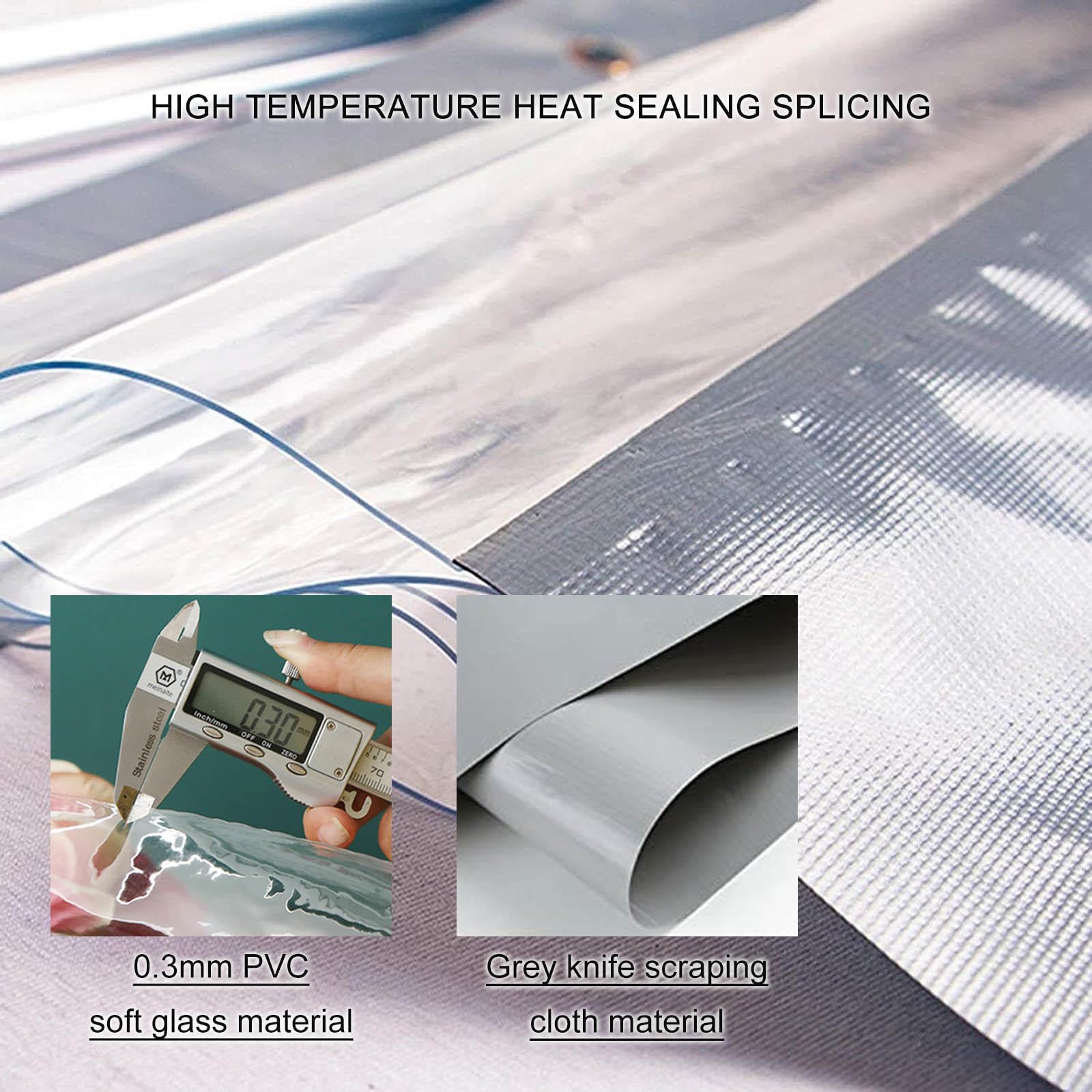 Jolan Tende Telone Trasparenti per Esterni con Porte a Cerniera,Teloni Pannelli Laterali Trasparenti Grigi,Teloni Impermeabili in PVC da 0,3mm, Tende Antipioggia con Occhielli,W×H-3×2.5m(9.8 * 8.2ft