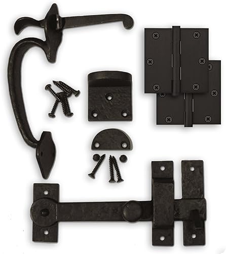 Coastal Bronze - Kit completo de puerta - Juego de bisagras/pestillo de pulgar/barra de caída