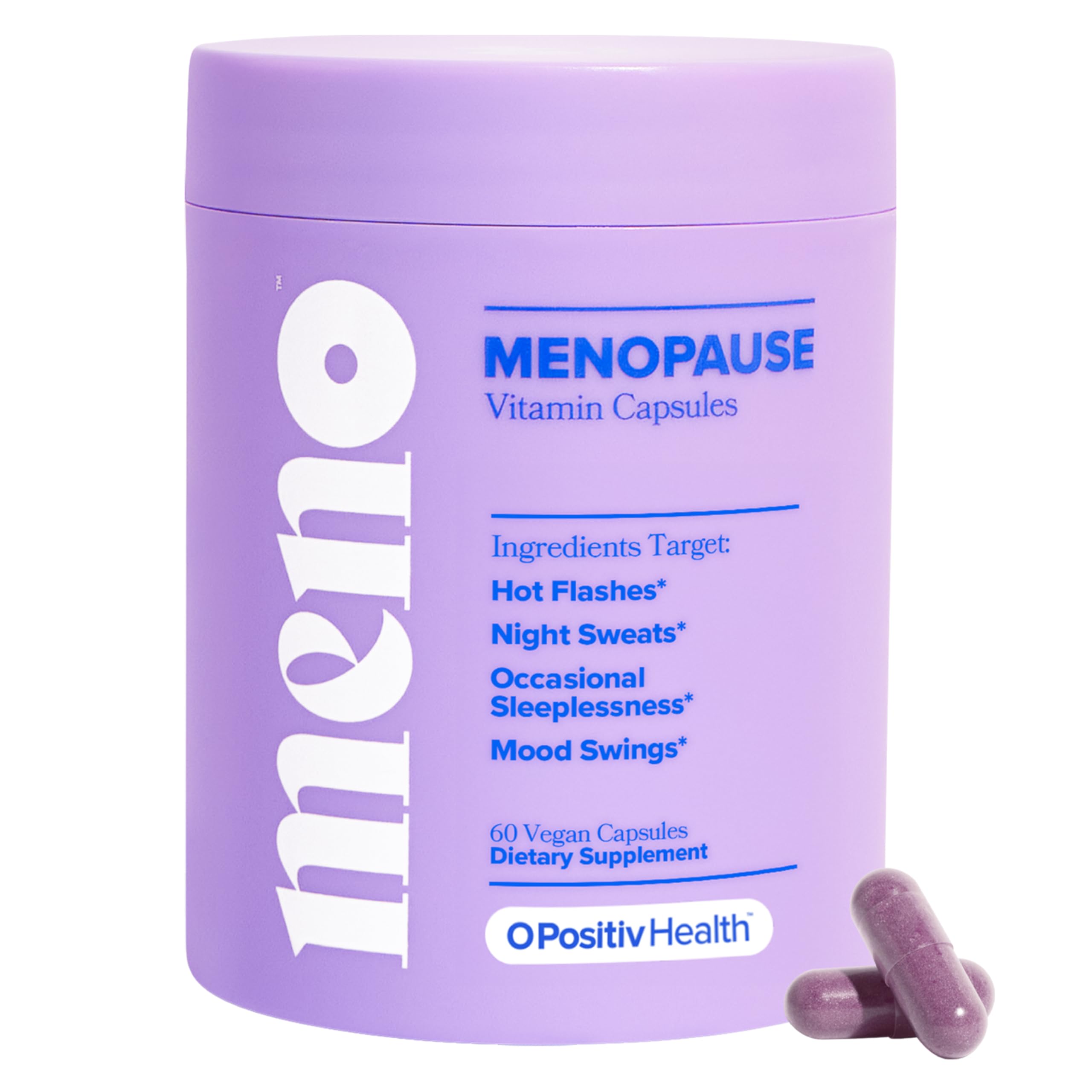 O Positiv MENO Vitamins for Menopause - Hormone-Free Menopause Supplement for Women - Black Cohosh & Ashwagandha KSM-66 - Helps Relieve Hot Flashes, Night Sweats, Mood Swings - 30 Servings (Pack of 1)