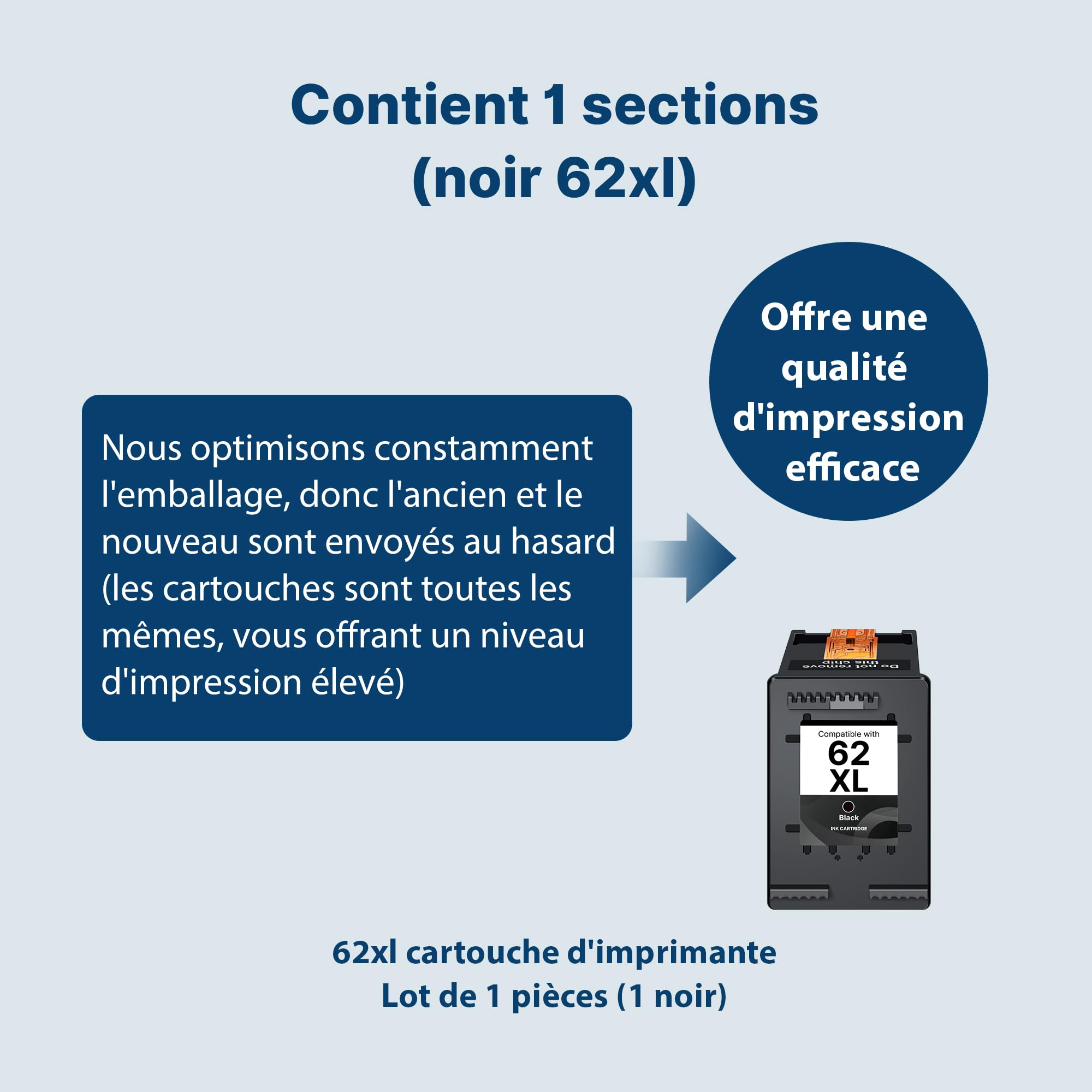Cartouche 62xl Compatible pour Cartouche HP 62 Noir pour HP Envy 5640 5540