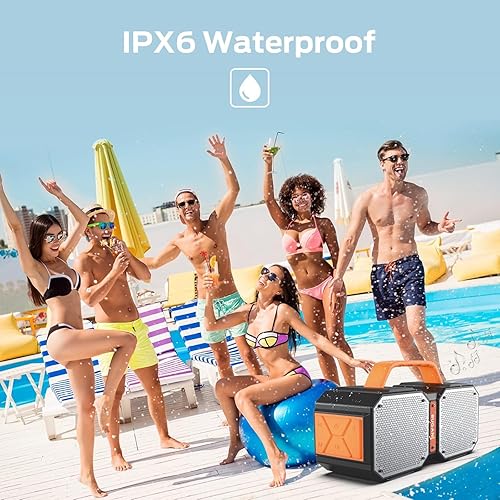 Miniatura 6 de BUGANI Altavoz M83 IPX6, impermeable, portátil, grande, inalámbrico, Bluetooth 5.2, dos emparejamientos inalámbricos, tiempo de reproducción 24