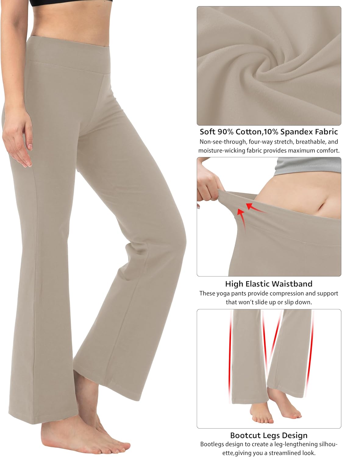 BUBBLELIME 29"/31"/33"/35"/37" 3 Styles Women's High Waist Bootcut Yoga Pants Basic/Side Pockets Tummy Control Workout Flared - Image 2
