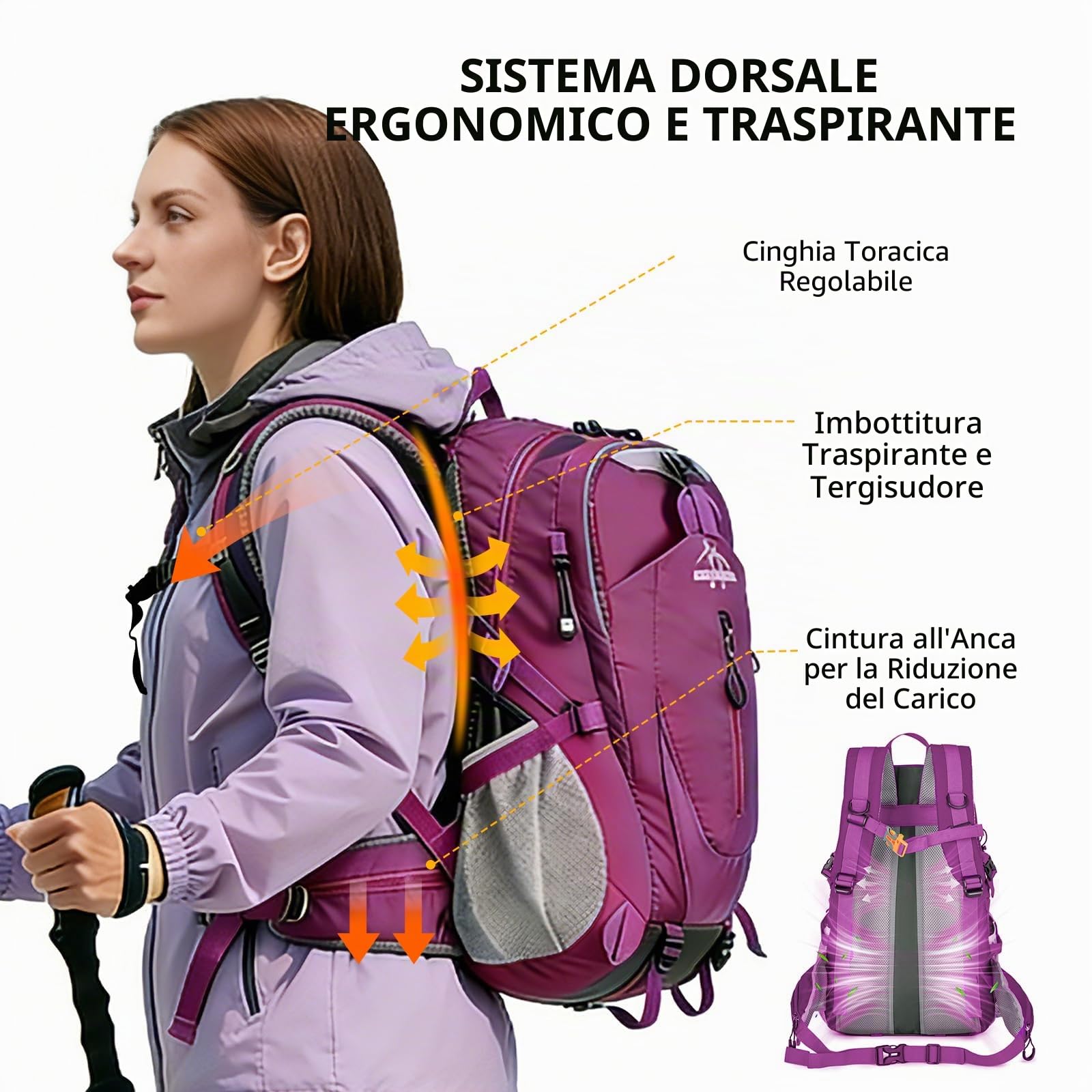 Amythe Zaino Scuola Ragazzi 8 a 15 anni Grande Impermeabile 33 L, Rosso | Leggero Trekking Viaggio Rosso Daypack Multitasche Capiente Resistente per Scuola Escursione Tempo Libero
