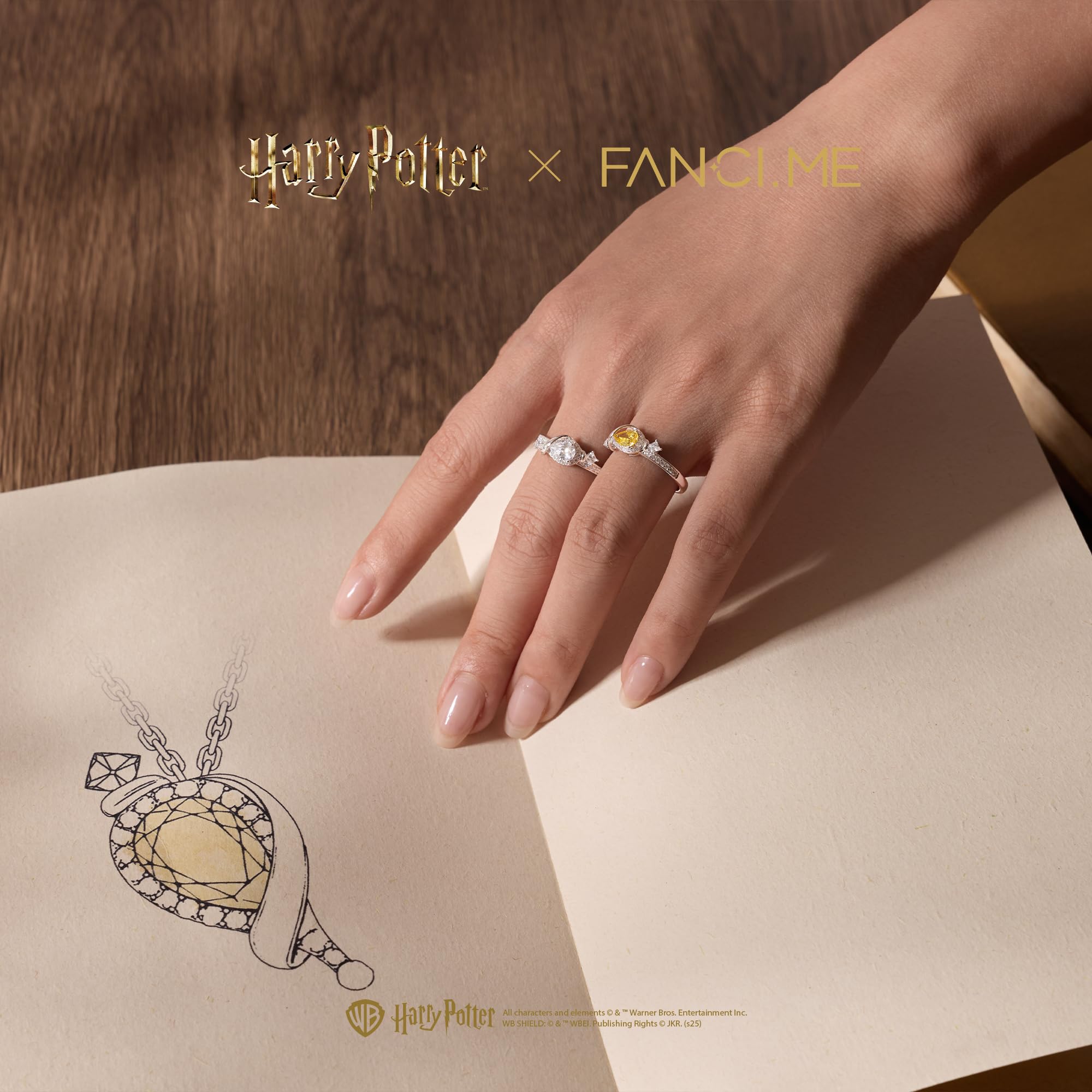 FANCIME x Harry Potter Kollaboration - Felix Felicis Ring, Sterling Silber Schmuckgeschenke für Damen Mädchen Sie