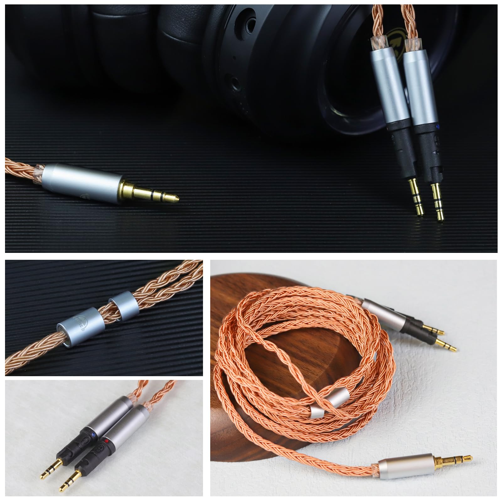 okcsc Cable de repuesto mejorado ZT16 R70X R70XA, cable de auriculares dual R70X a 3,5 mm, cable de cobre libre de oxígeno OFC de 16 núcleos, funciona para auriculares R70X R70XA de 4.92 pies