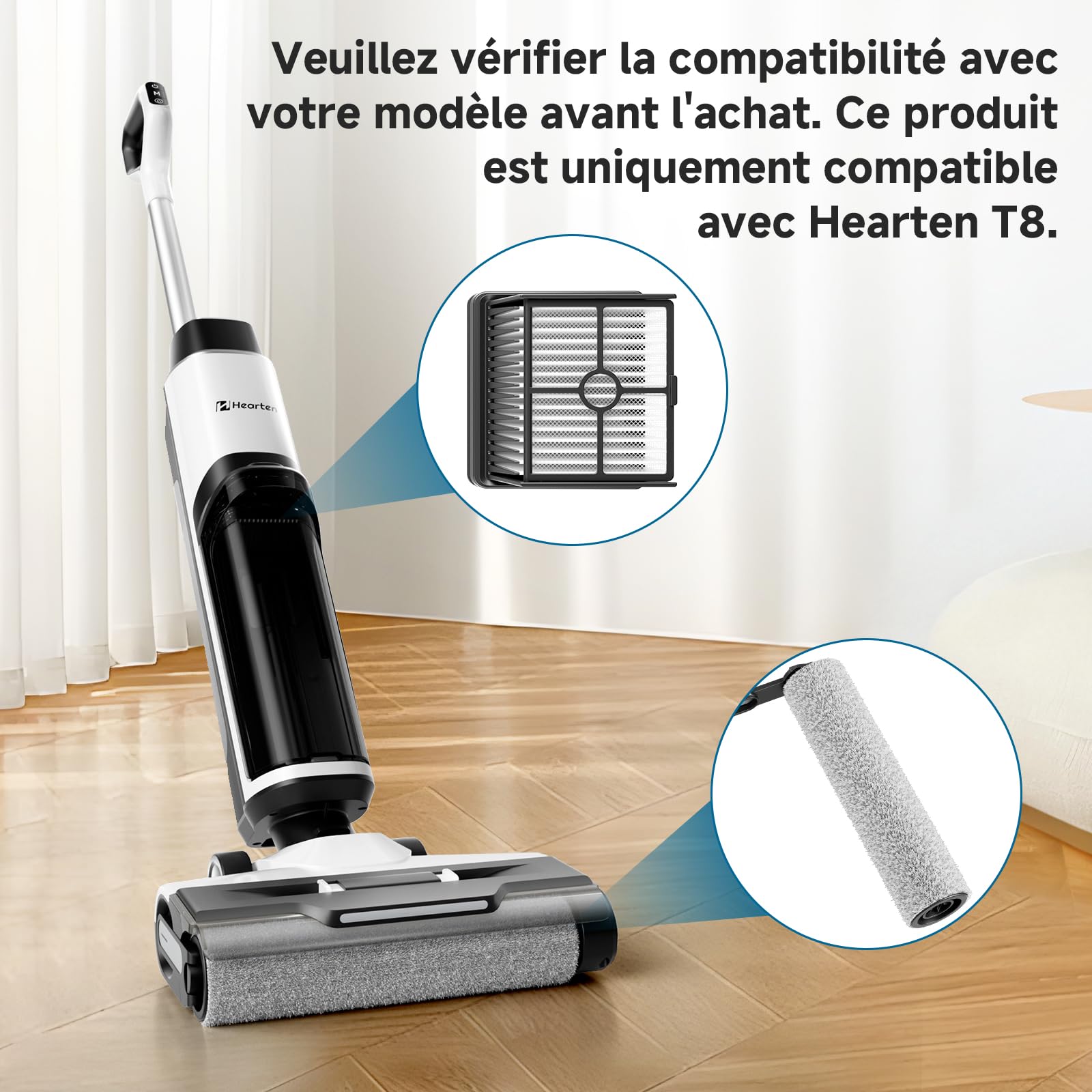 Rechange Filtre HEPA pour Hearten T8 Aspirateur Laveur, Filtre de Rechange, Pièces de Rechange