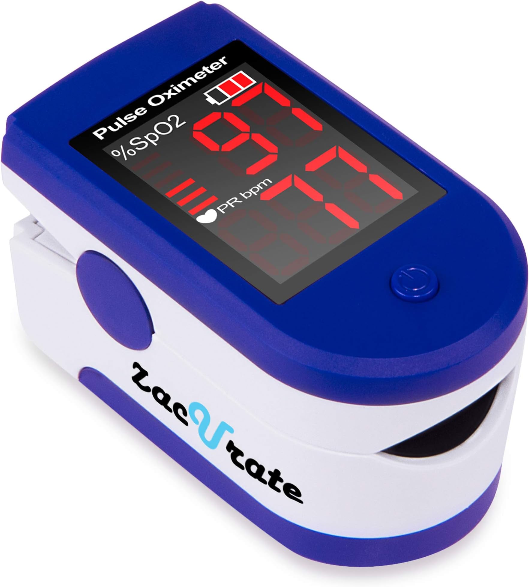 Zacurate Fingertip Pulse Oximeter Blood Oxygen Saturation Monitor with Batteries and Lanyard Included (Gem Blue)