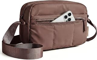 BAGSMART 2 in 1 Small Puffy Camera Sling Bag, Coffee Brown