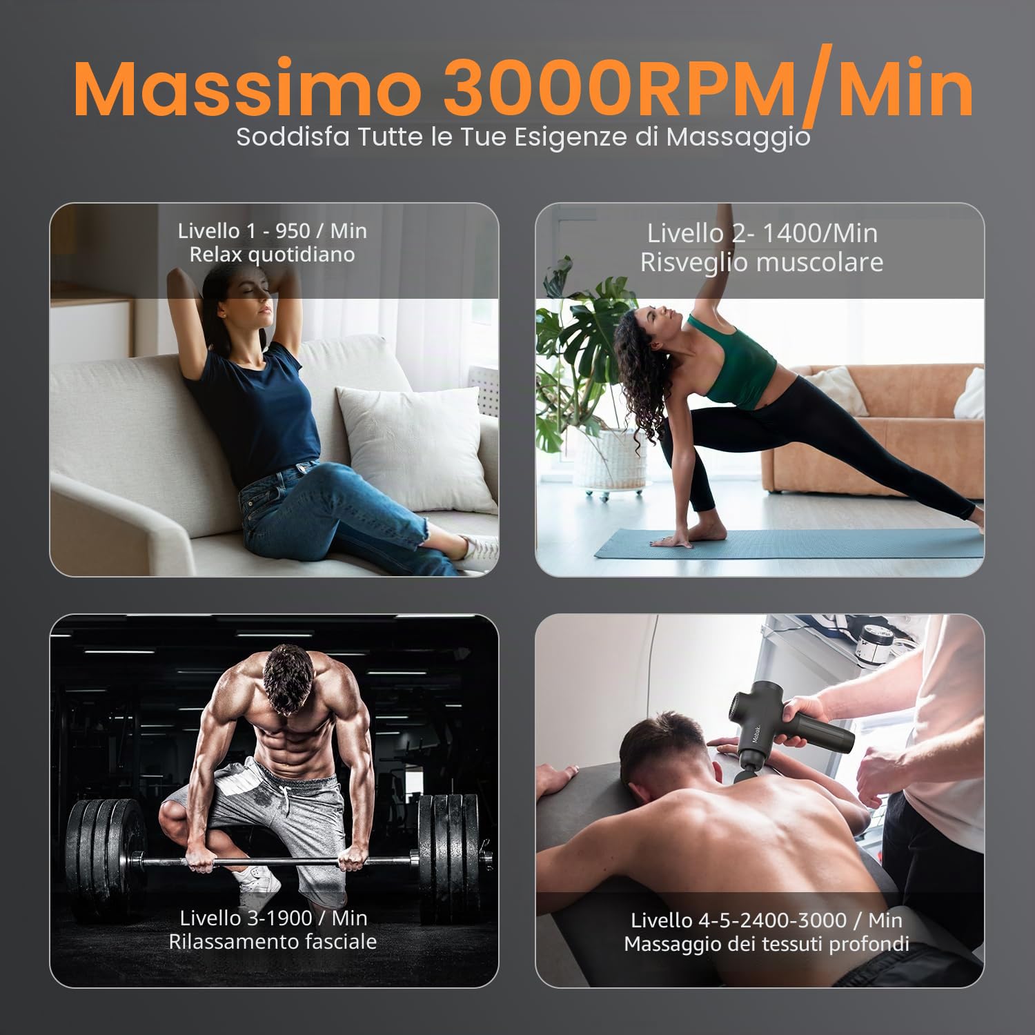 Mebak 3 Pistola Massaggio Muscolare Professionale Pistola Massaggiante Massage Gun Tessuto Profondo Corpo Sollievo Dolore Elettrico Silenzioso Massaggiatore 3200RPM 7 Testa 5 Velocità 12mm Ampiezza