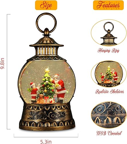 Miniatura 22 de Globo de Nieve Cardinal, Globo de Nieve Musical de Muñeco de Nieve Navideño tipo Linterna con Luces con Temporizador de 6H a Batería y Alimentado