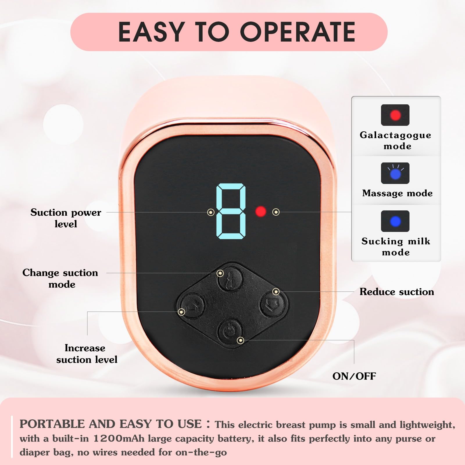 HyAdierTech Tiralatte Elettrico,Tiralatte Ricaricabile con 3 Modalità e 9 Livelli,Forte Aspirazione Pompa per Allattamento,Tiralatte Neonati Elettrico Portatile,Coppette Raccogli Latte Materno