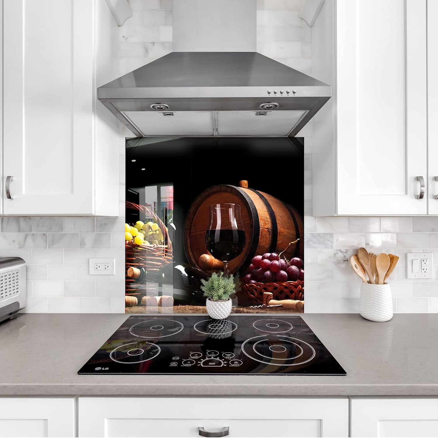 Myphotostation Tempered Glass Splashback 70WX43H'Red Wine Backsplash