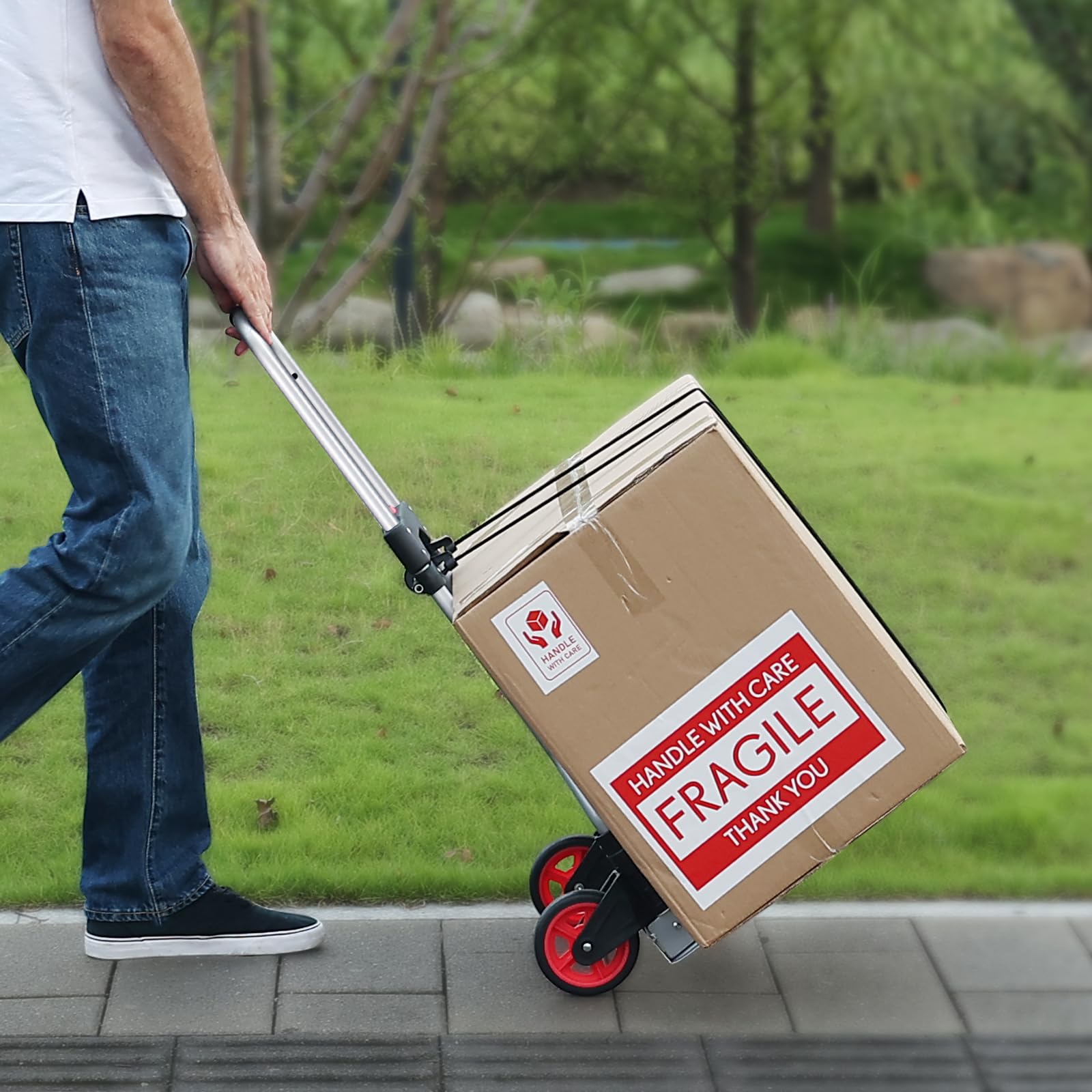 VEVOR Carrello a Mano Pieghevole Portata Max. 80 kg Carrello a Mano in Alluminio Pieghevole per Carichi Pesanti con Ruote in Gomma Maniglia Telescopica per Trasporto Domestico Merci di Magazzino 80kg