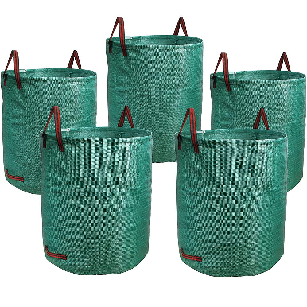 Supfine Sacs de Jardin Lot de 5-500L Sac Jardinage Dechets Imperméables et Résistants à la Déchirure - Sac Dechets Verts Réutilisable