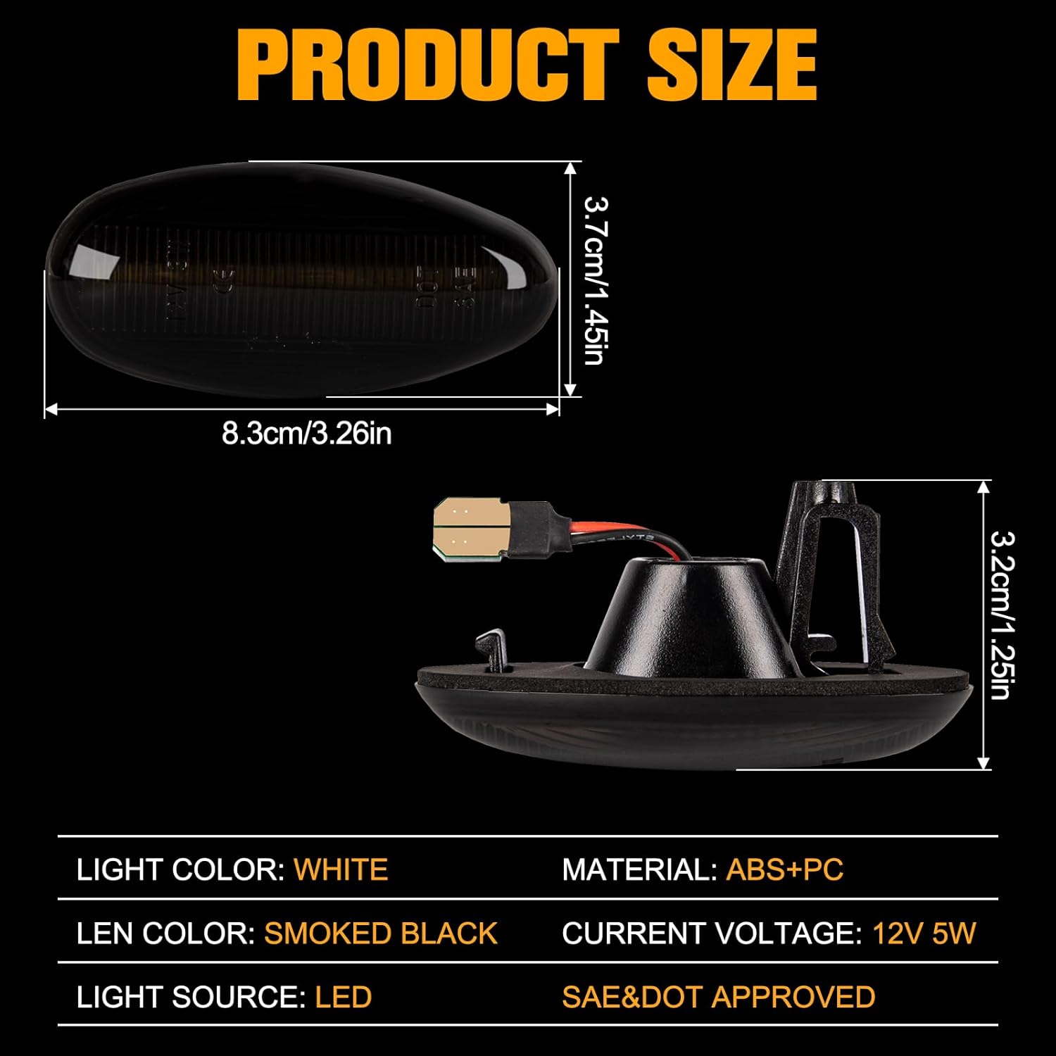 Gempro White LED Dually Fender Side Marker Lights for 2001-2014 Chevy Silverado GMC Sierra 2500 3500 Dual Rear Wheel Bed Marker Lamps, Smoked Len 4PCS