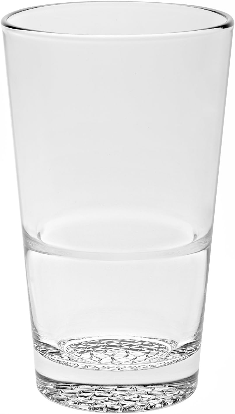 Barski - European - Glass - Hiball Tumbler- Stackable - Won't Get Stuck - Artistically Designed - 14.2 oz. - Set of 6 Highball Glasses - Made in Europe