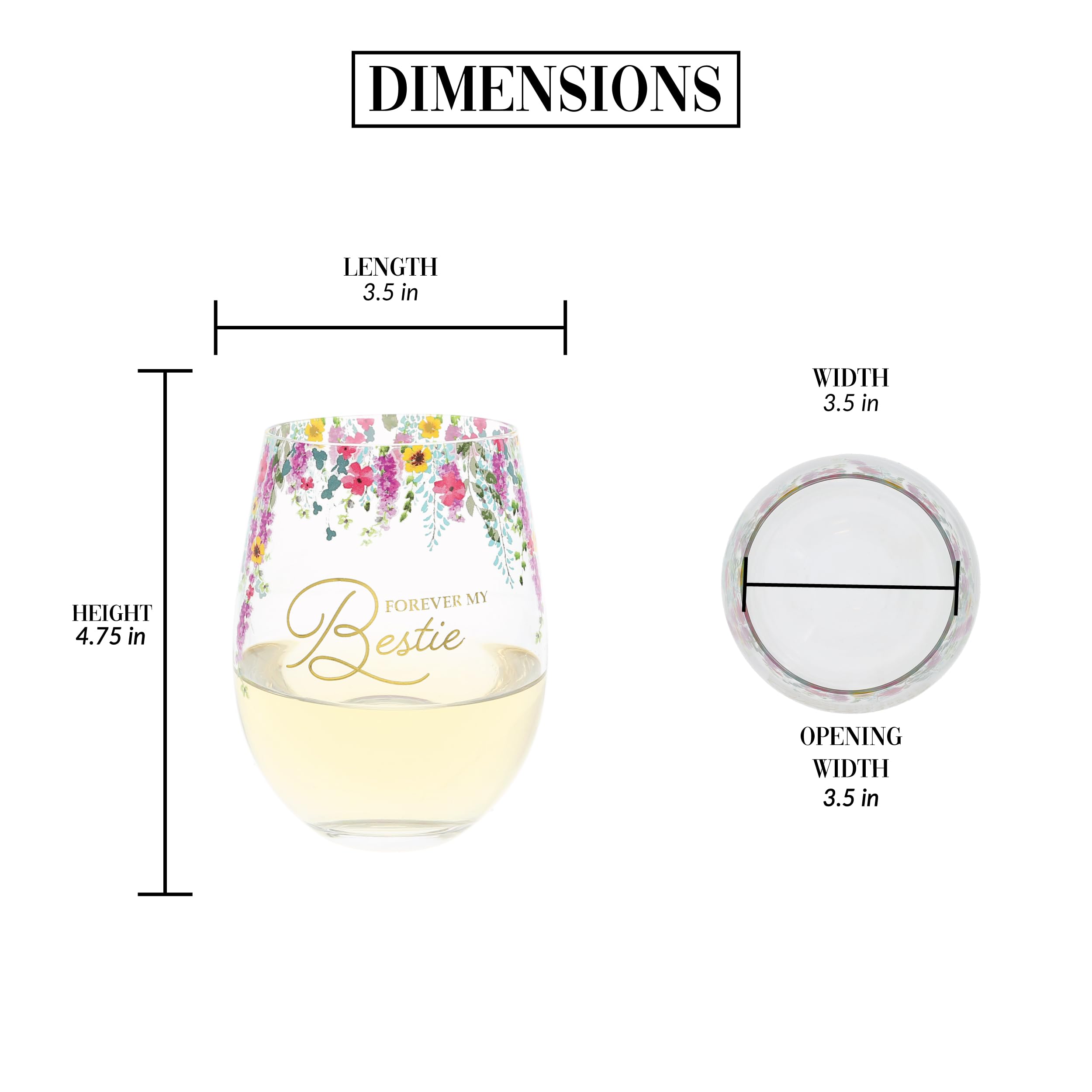 Pavilion Gift Company - Forever My Bestie - 480 ml kieliszek do wina bez nóżek najlepszy przyjaciel przyjaźń BFF miłośnik wina