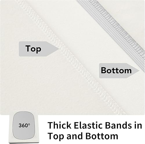 Miniatura 6 de Easy-Going Funda de somier, tamaño Queen, elástica en 4 direcciones, suave y elástica, con banda envolvente de 4 lados, color marfil