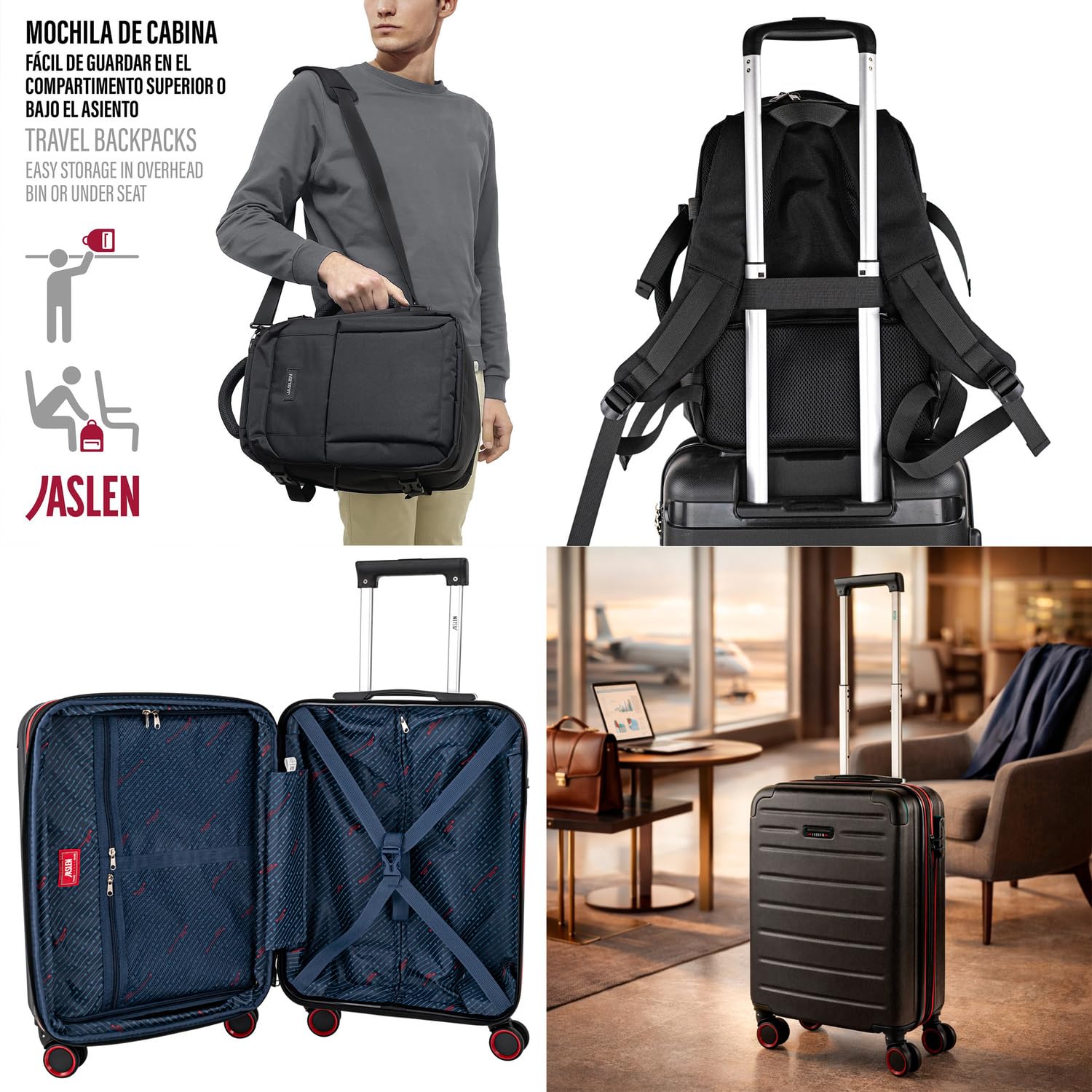 Maleta de cabina 55x40x20 - Maletas De Viaje Cabina Rígidas Trolley Con 4 R