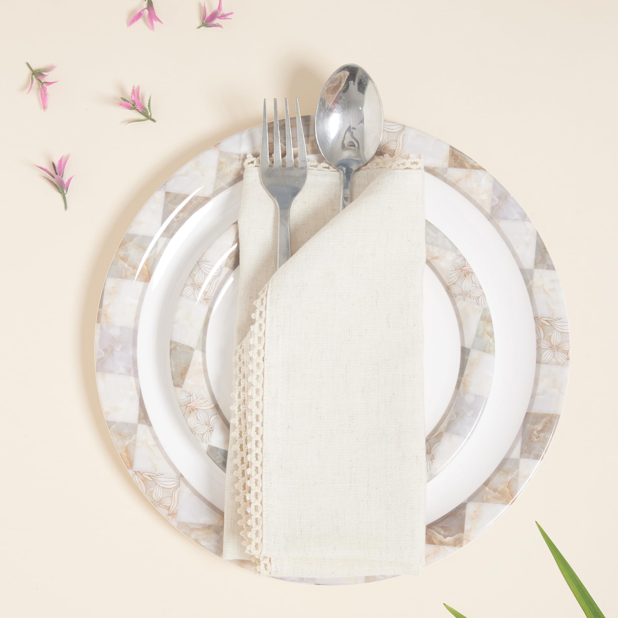 ACCENTHOME Cotton Linen Napkins - Set Of 12 Premium 18x18 Inch Reusable Dinner Napkins 4 thumbnail image